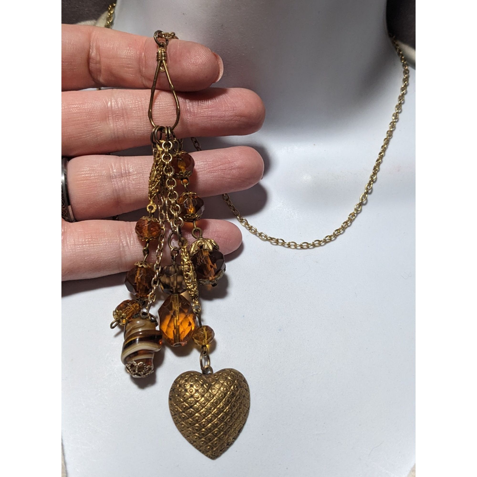 Other Victorian Style Gold And Glass Charm Necklace Size ONE SIZE - 8 Thumbnail