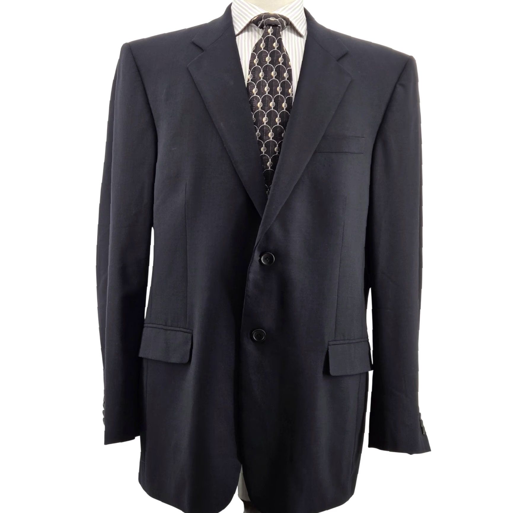 Banana Republic Banana Republic Mens Suit Jacket 44R Blue Wool Spandex 2 Button Regular Notch Lapel Two-Button Business Formal X-Over Jacket Coat Vintage No Size 44R - 2 Thumbnail