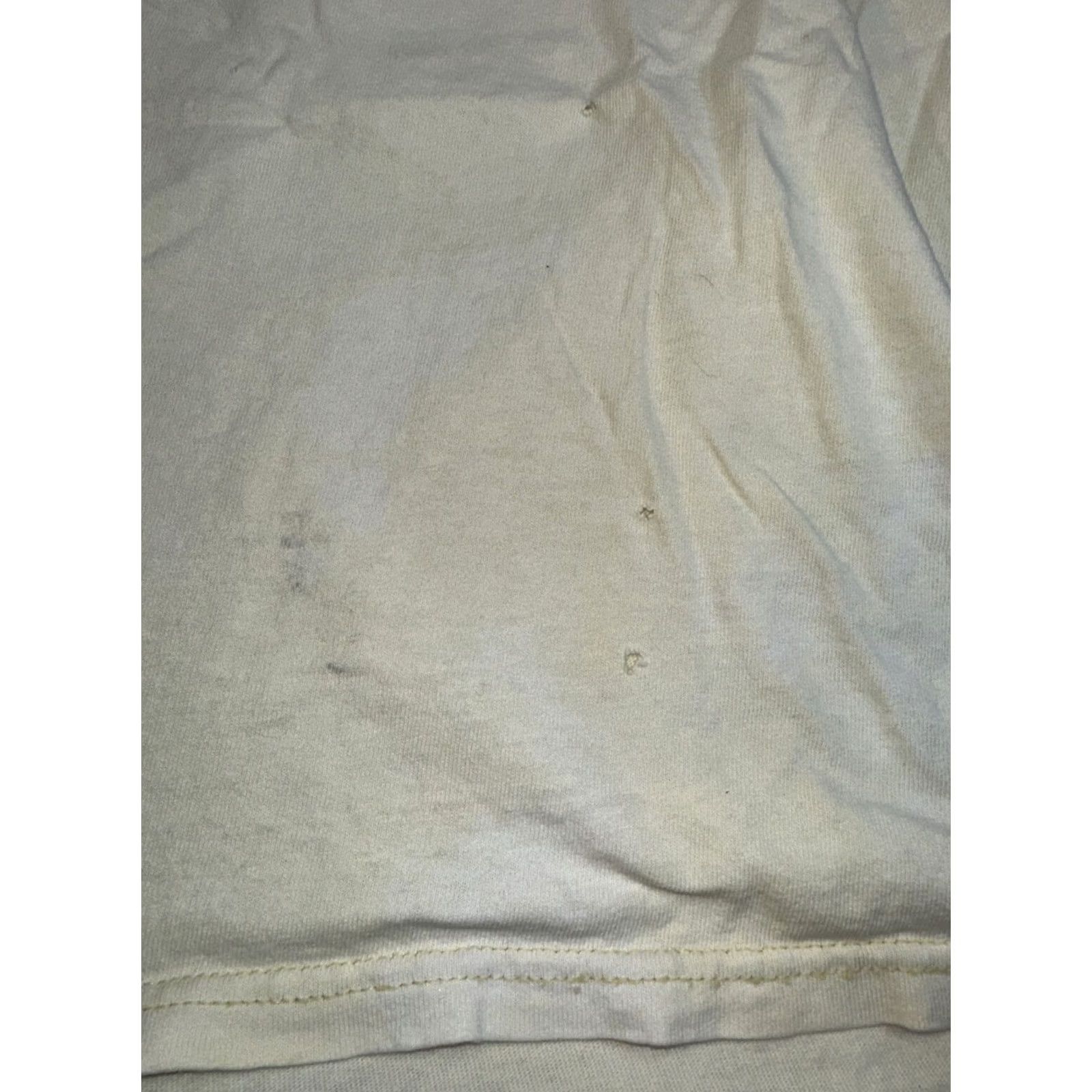 Lee VINTAGE Lee crop top T yellow Womens L T-Shirt distressed holes paint stains Size L / US 10 / IT 46 - 4 Thumbnail
