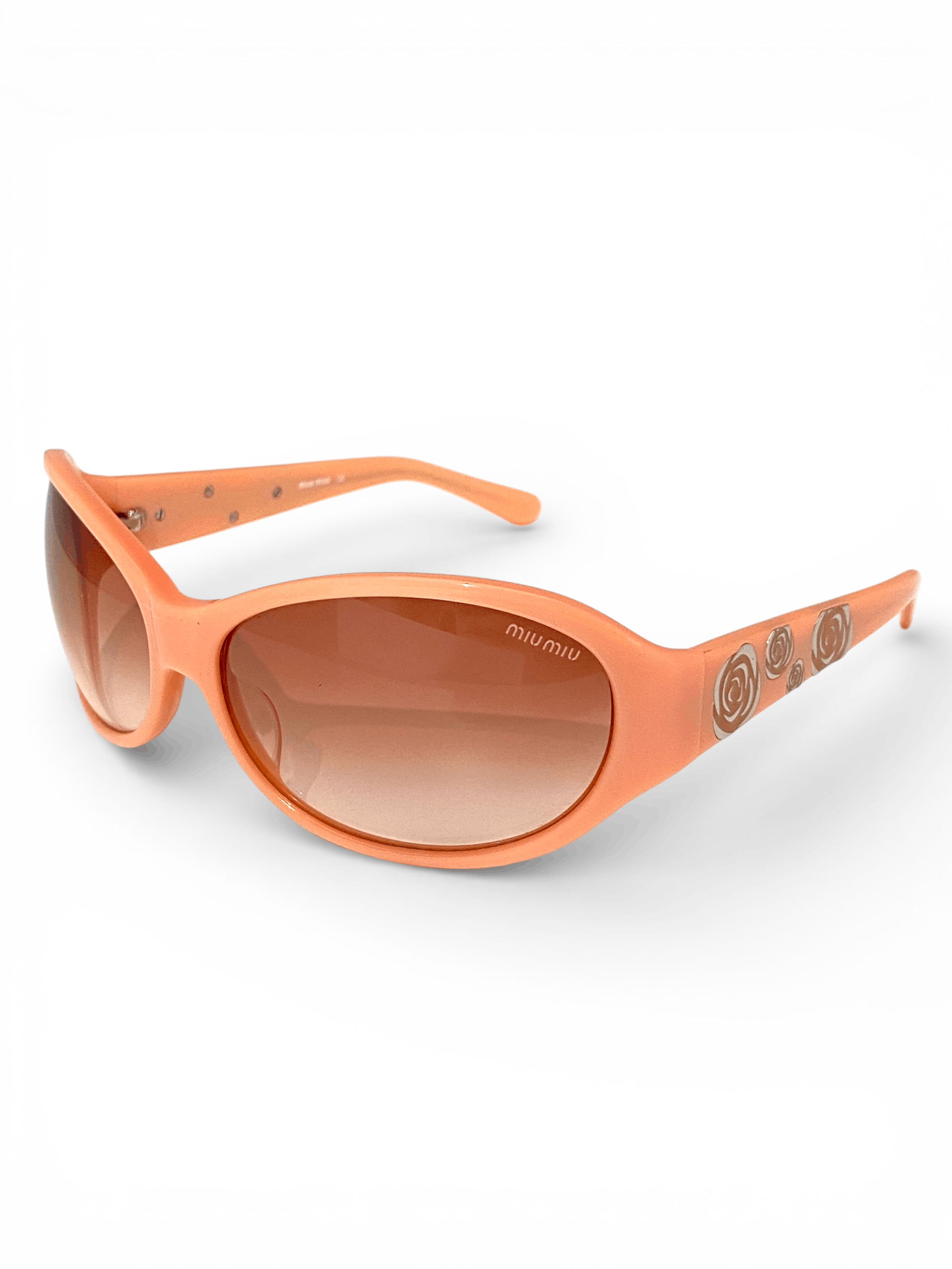 Miu Miu Miu Miu Flower Floral Logo Peach Retro Oval Sunglasses Y2K Size ONE SIZE - 3 Thumbnail