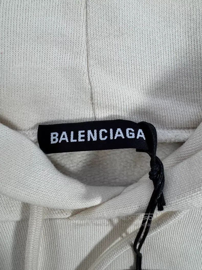 Balenciaga Balenciaga Off-white Hoodie with Front and Back Blue Text Size US XS / EU 42 / 0 - 4 Thumbnail