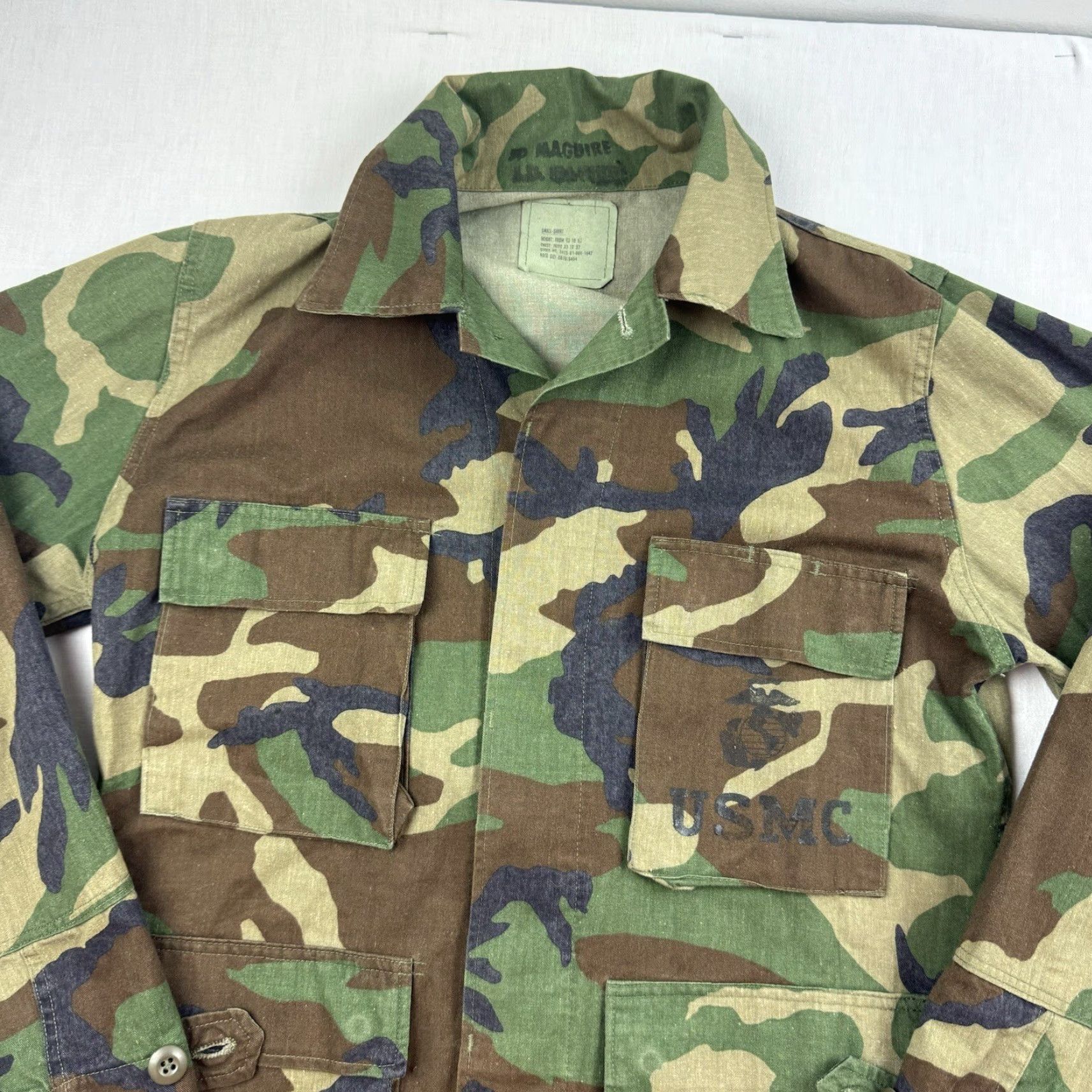 AMO VINTAGE US Marine Corps Camouflage Shirt Adult Small Military 80s Button-Up Mens Size US S / EU 44-46 / 1 - 2 Thumbnail