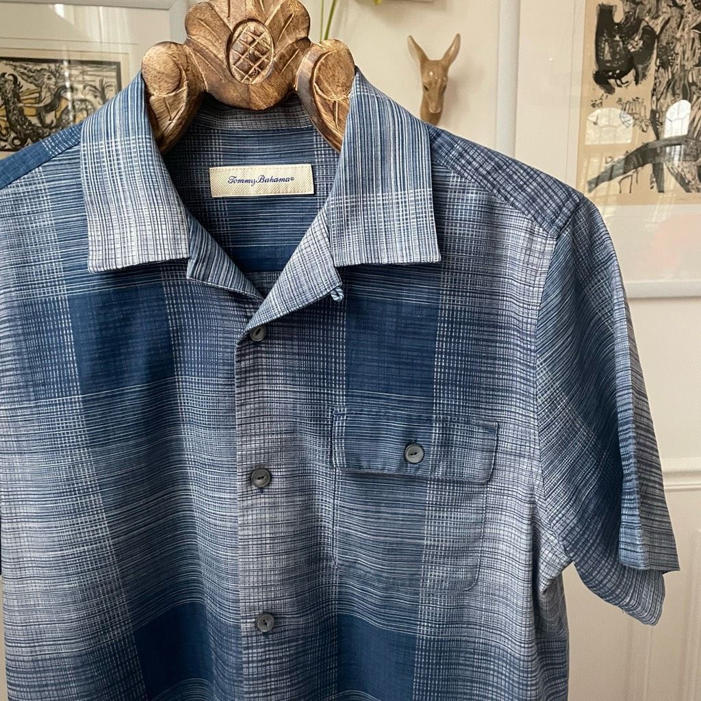 Tommy Bahama Tommy Bahama Silk Cotton Blue Plaid Short Sleeve Button Up S Size US M / EU 48-50 / 2 - 1 Thumbnail