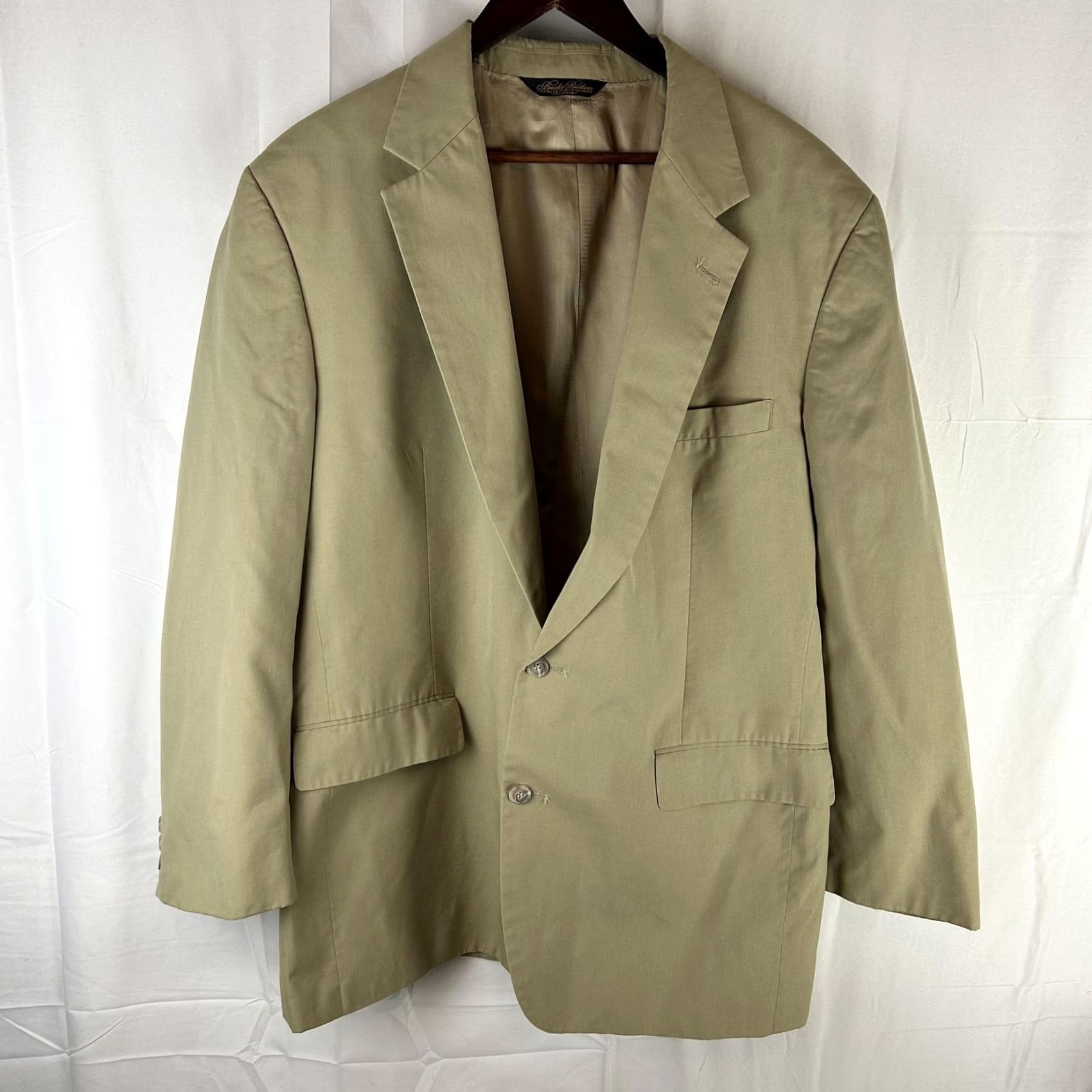 Brooks Brothers Brooks Brothers Blazer Mens 46L Khaki Tan Sport Coat Two Button Made in USA Shirt Jacket Mens Blazer 2 Button Notch Lapel USA 2 Piece Size 46R - 2 Thumbnail