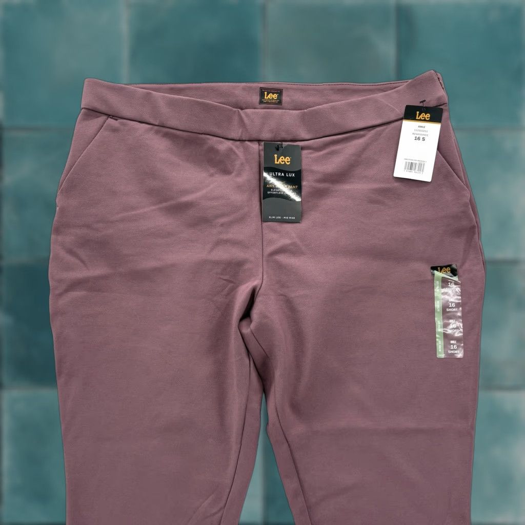 Lee Lee Ultra Lux Any Wear Pants Womens 16 Short Purple Ankle Ponte Stretch NWT Size 38" / US 16 / IT 52 - 1 Thumbnail