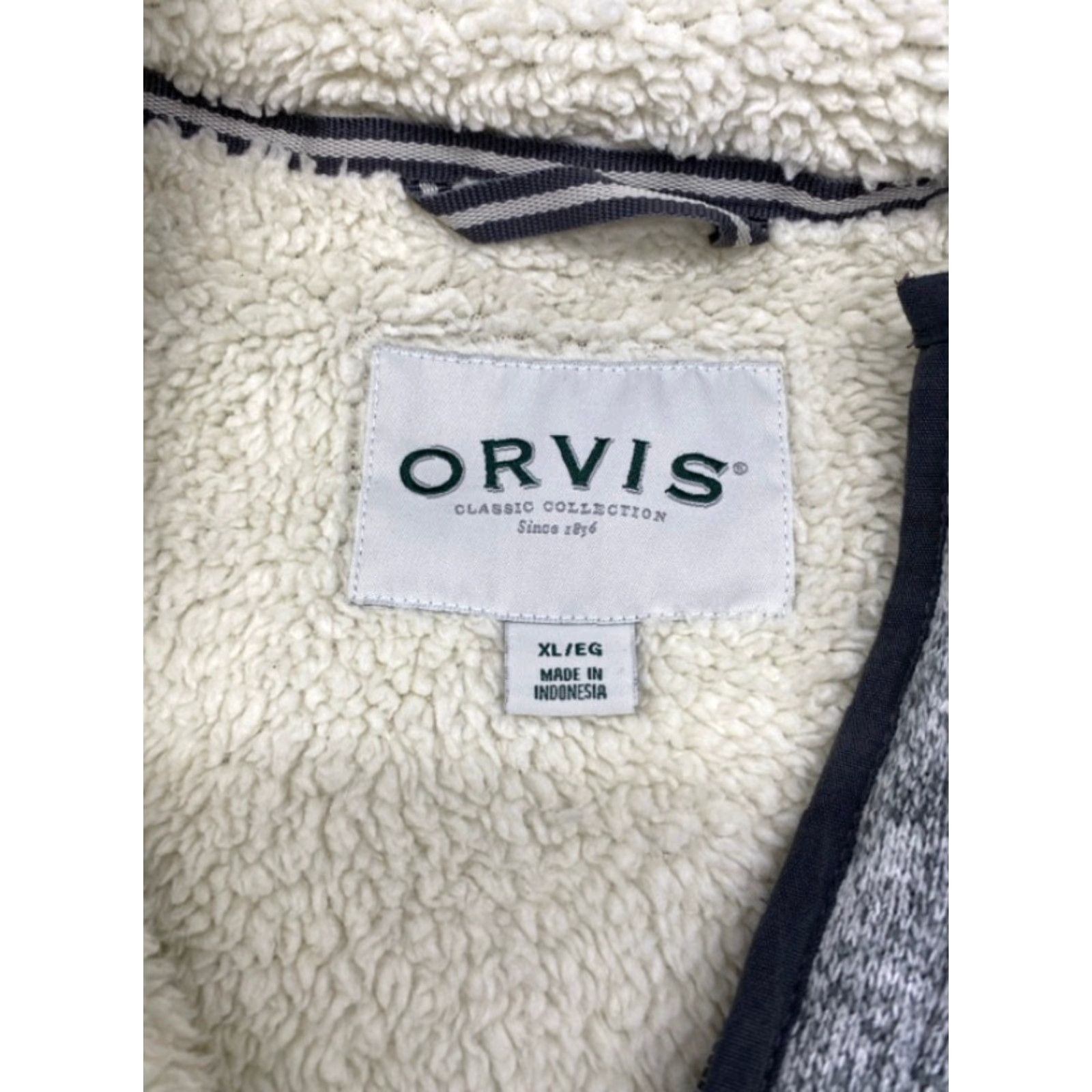 Orvis VINTAGE Orvis 1/4 Zip Sweater Men's XL Gray Heather Pullover Fleece Lined Sherpa Pockets Size US XL / EU 56 / 4 - 7 Thumbnail