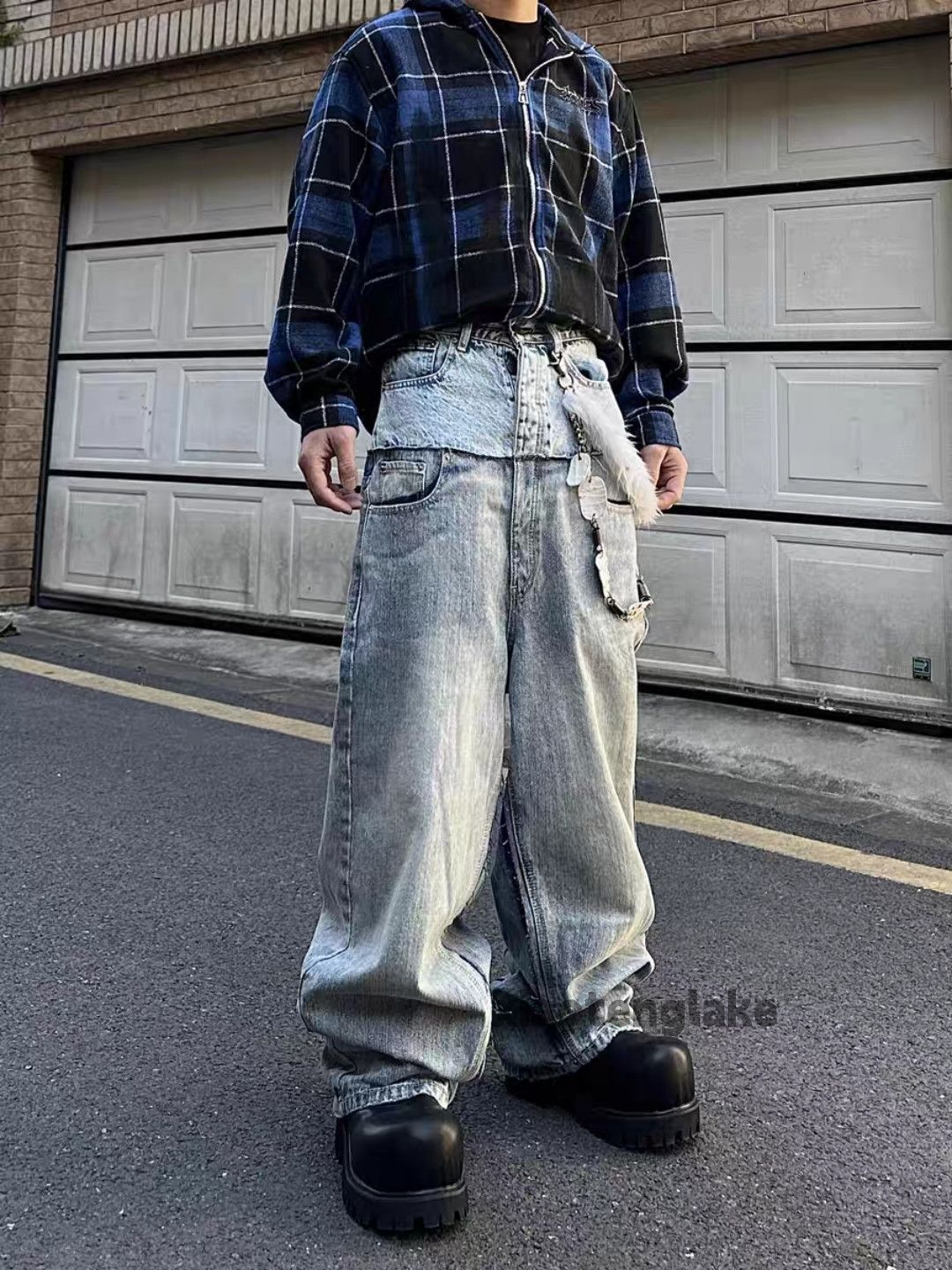 Jean × Vintage unisex washed faded loose baggy patchwork hiphop jeans Size US 30 / EU 46 - 5 Thumbnail