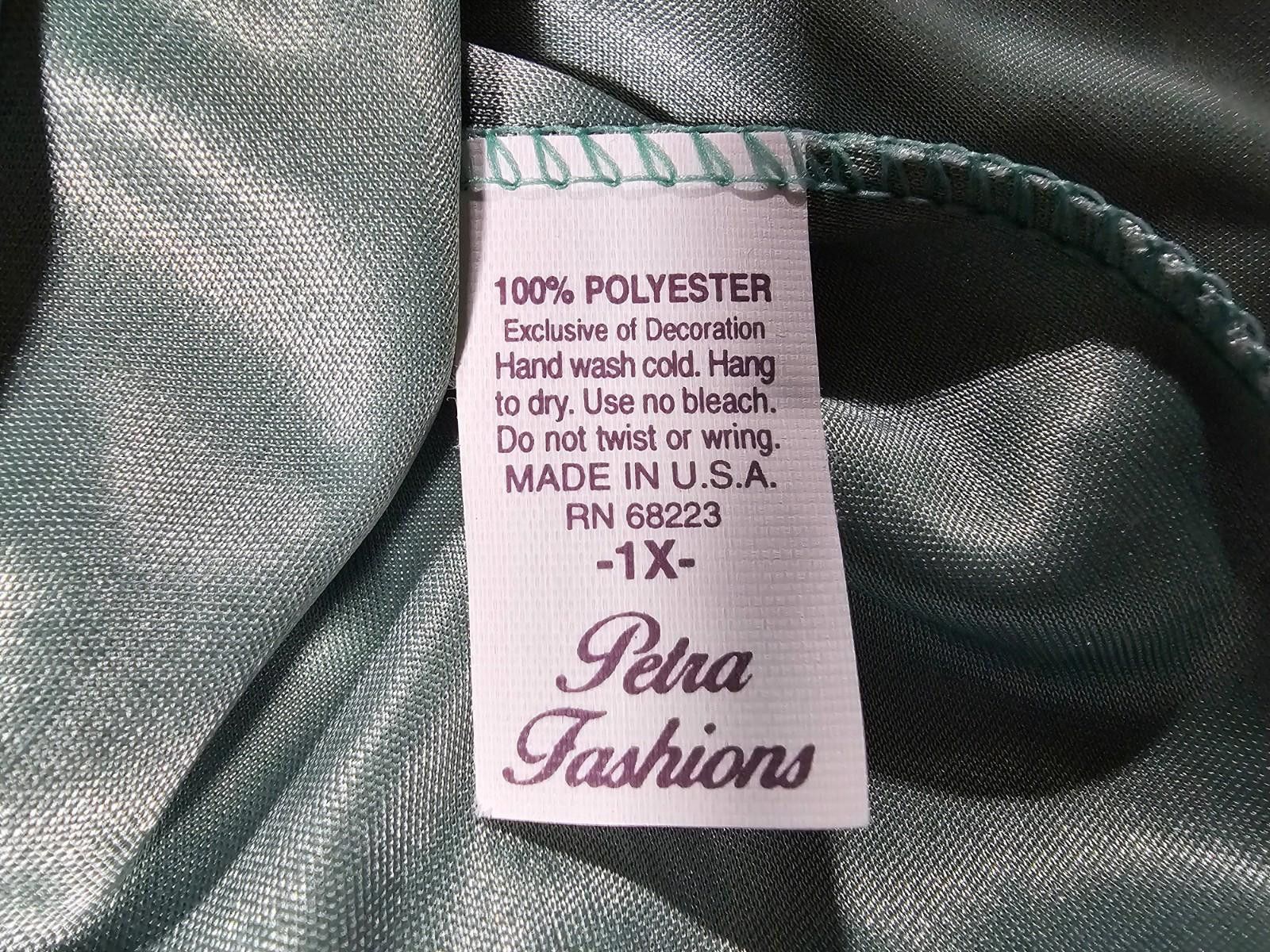 Designer Petra Fashions Green 1x Made In USA Gown Shirt Size ONE SIZE - 5 Thumbnail