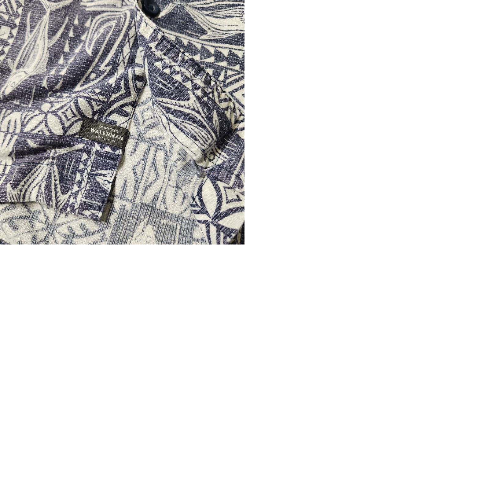 Quiksilver Quicksilver Waterman Button-Down Short Sleeve Shirt M Fish Print Blue Polyester Blend Men's Shirt Size US M / EU 48-50 / 2 - 9 Thumbnail