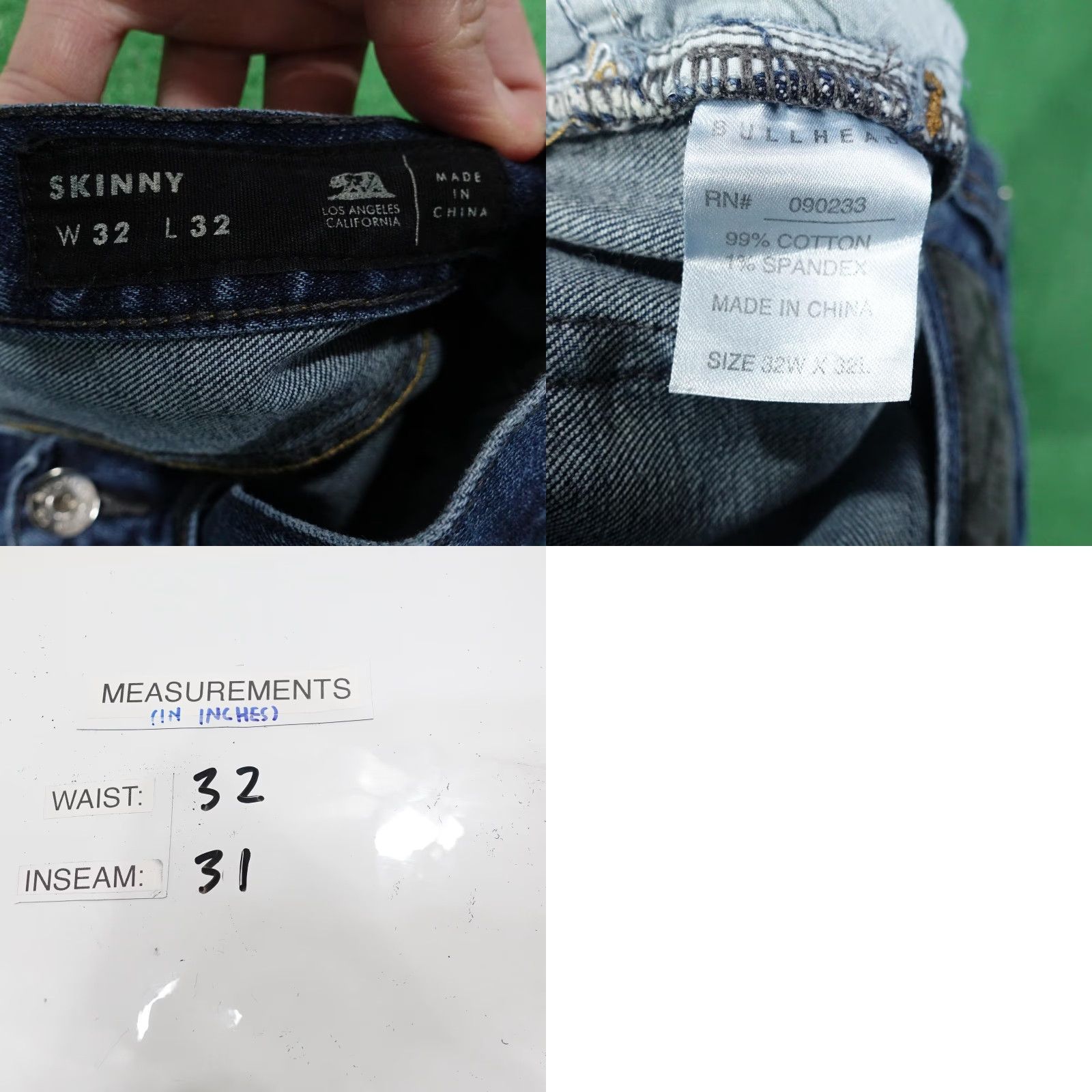 CO Bullhead Denim Co Jeans Mens 32x32 Blue Skinny Fit Stretch Denim Pants Size US 32 / EU 48 - 8 Thumbnail