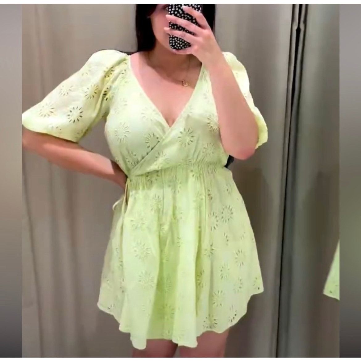 Zara ZARA OPENWORK EMBROIDERED DRESS LIGHT YELLOW Size L / US 10 / IT 46 - 6 Thumbnail