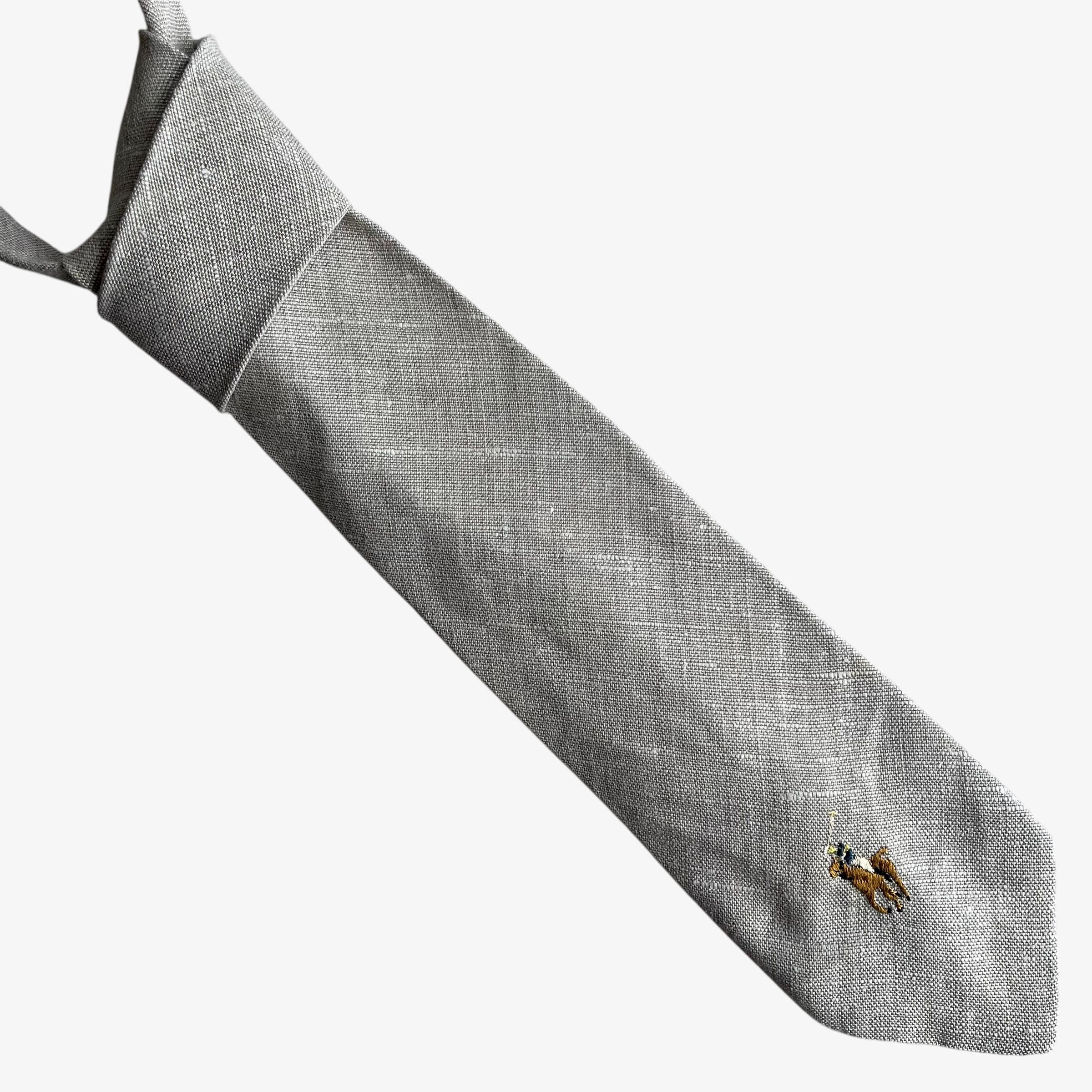 Ralph Lauren Vintage 70s Polo Ralph Lauren Grey Linen Tie Size ONE SIZE - 1 Thumbnail