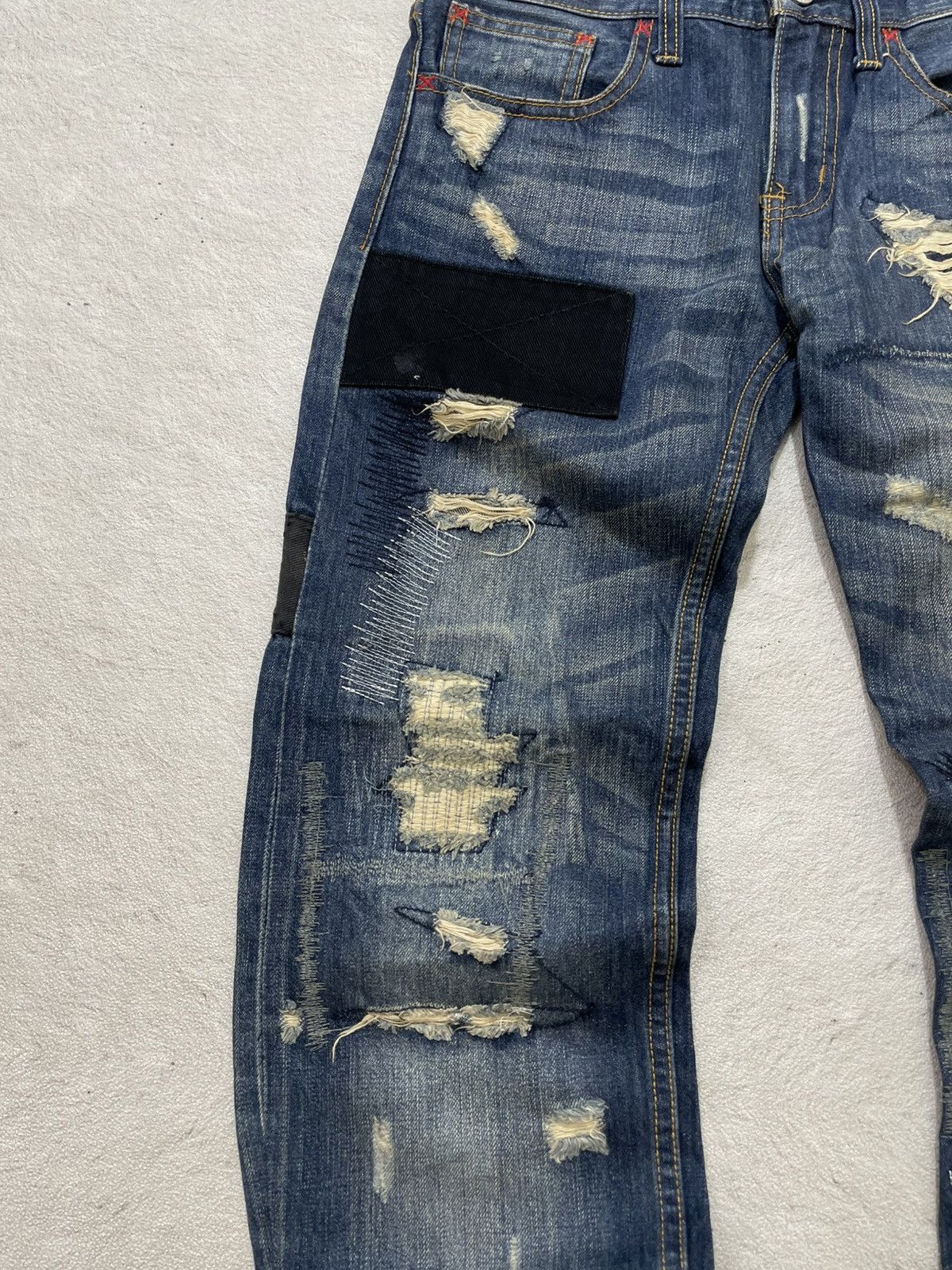Japanese Brand 00s Kapital Heavy Distressed Patchwork Denim Grunge if6 LGB Size US 30 / EU 46 - 3 Thumbnail