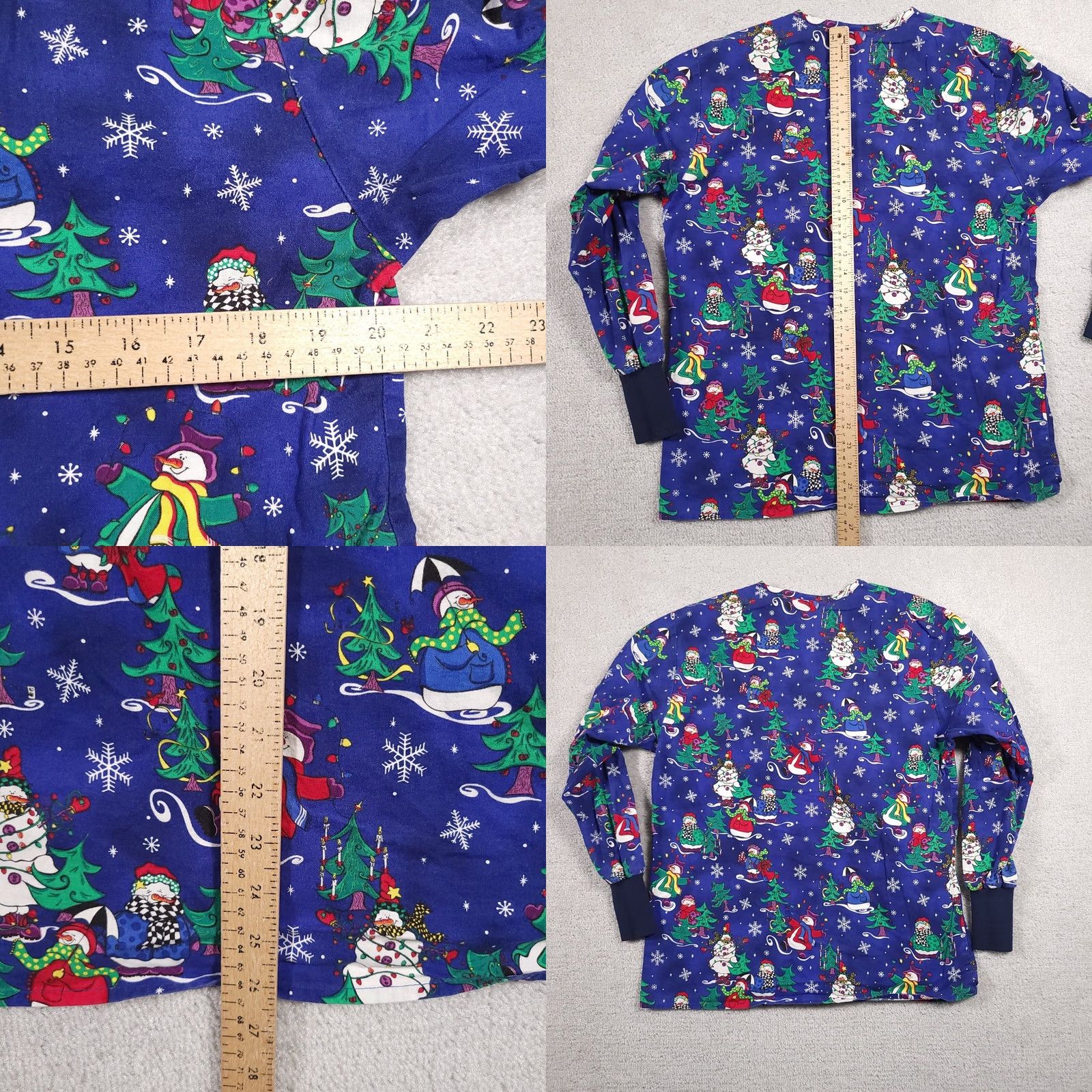 Vintage VINTAGE Barco Scrub Shirt Women’s Small Blue Long Sleeve Snowman Winter Snap Pockets Womens Scrub Shirt Size S / US 4 / IT 40 - 8 Thumbnail