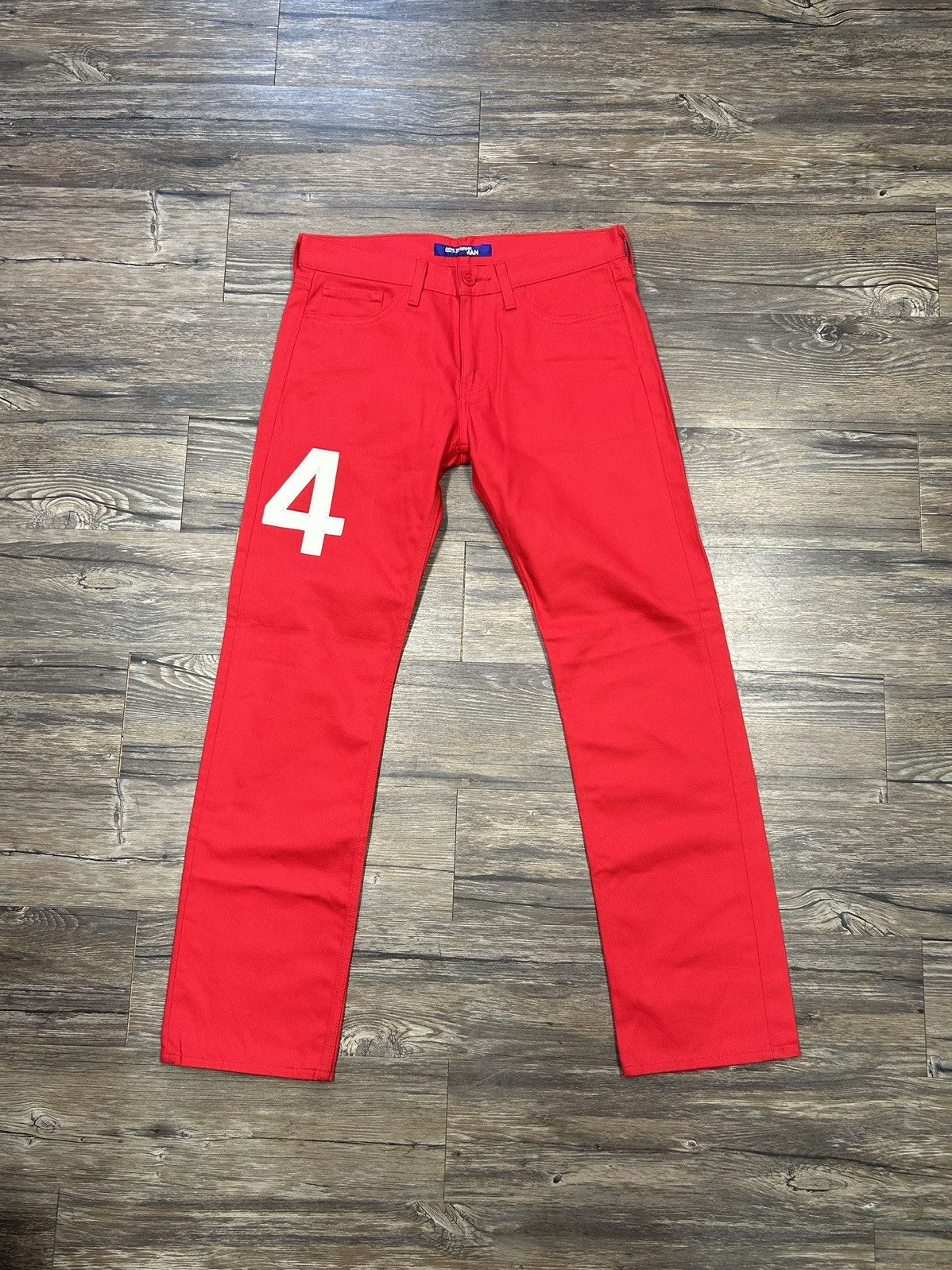 image of Comme Des Garcons x Junya Watanabe Comme Des Garçons Straight Leg Pants in Cherry Red (Size 32)