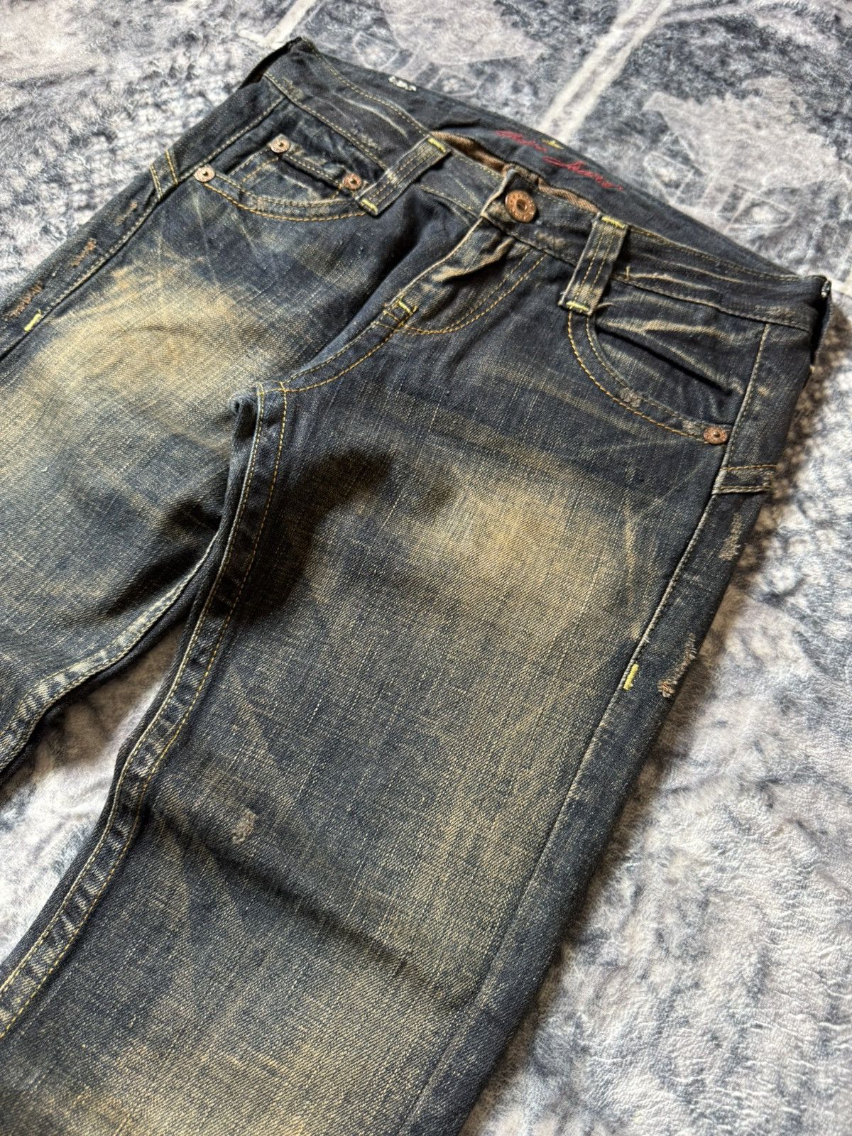 GOSTAR DE FUGA × Hysteric Glamour × Japanese Brand Drive Jeans Japan Mud Wash Low Rise Flared Jeans Size US 26 / EU 42 - 4 Thumbnail