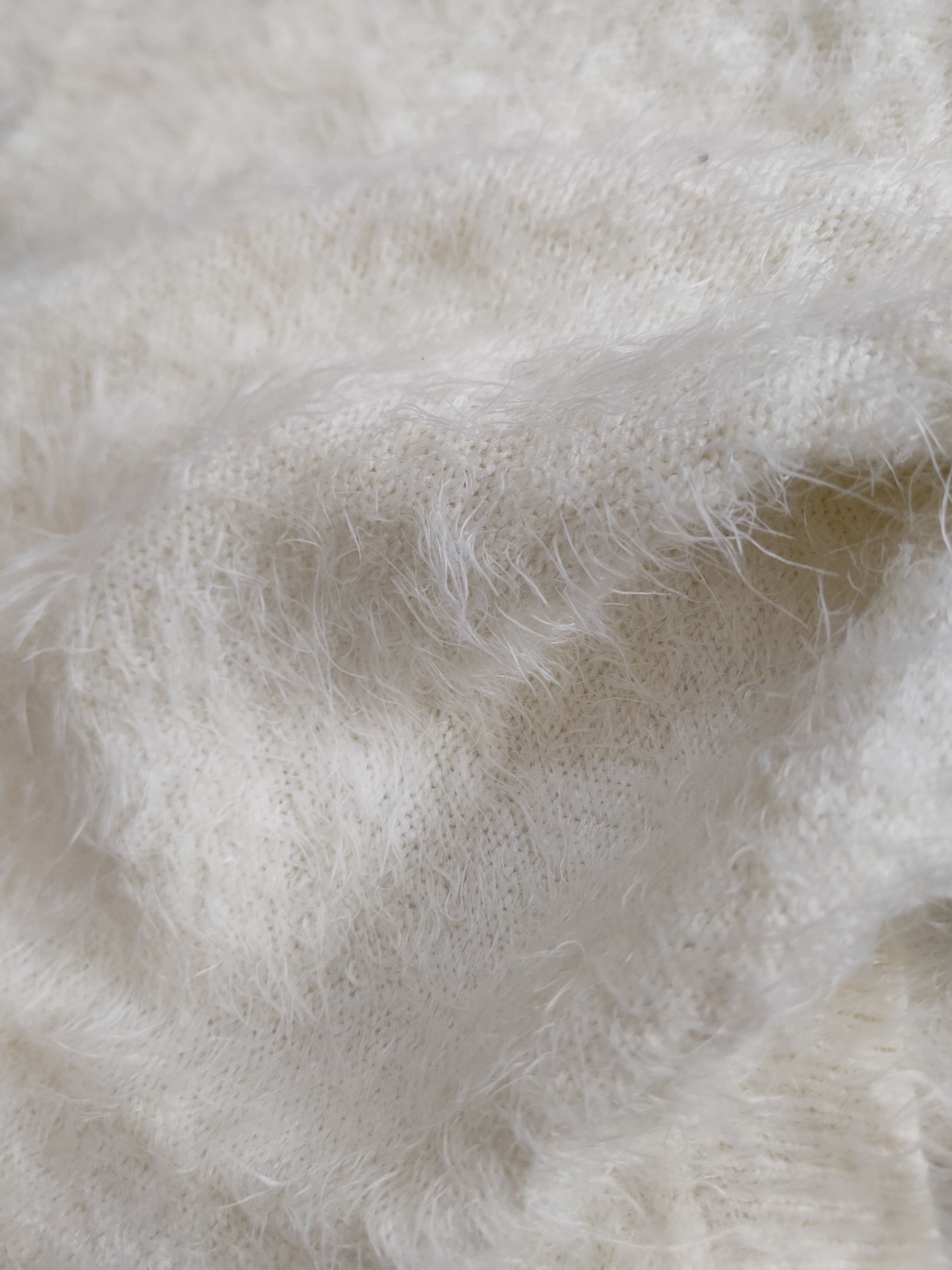 Homespun Knitwear Grove Ivory Shag Shaggy Fur Mohair Knitwear #S2060 Size M / US 6-8 / IT 42-44 - 10 Thumbnail