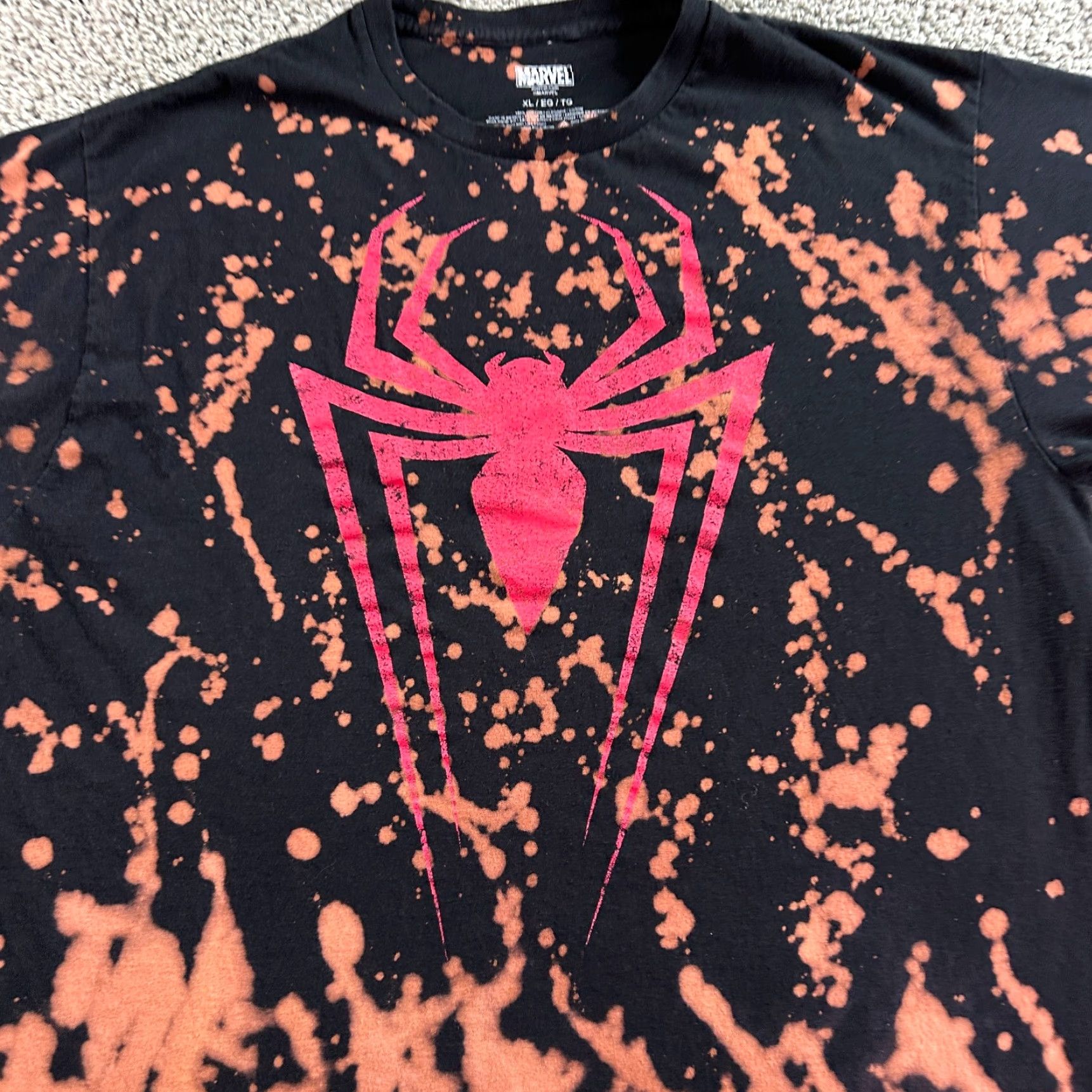 Vintage Spiderman Shirt Mens Extra Large Black Red Tie Dye Cotton Casual Marvel Size US XL / EU 56 / 4 - 4 Thumbnail