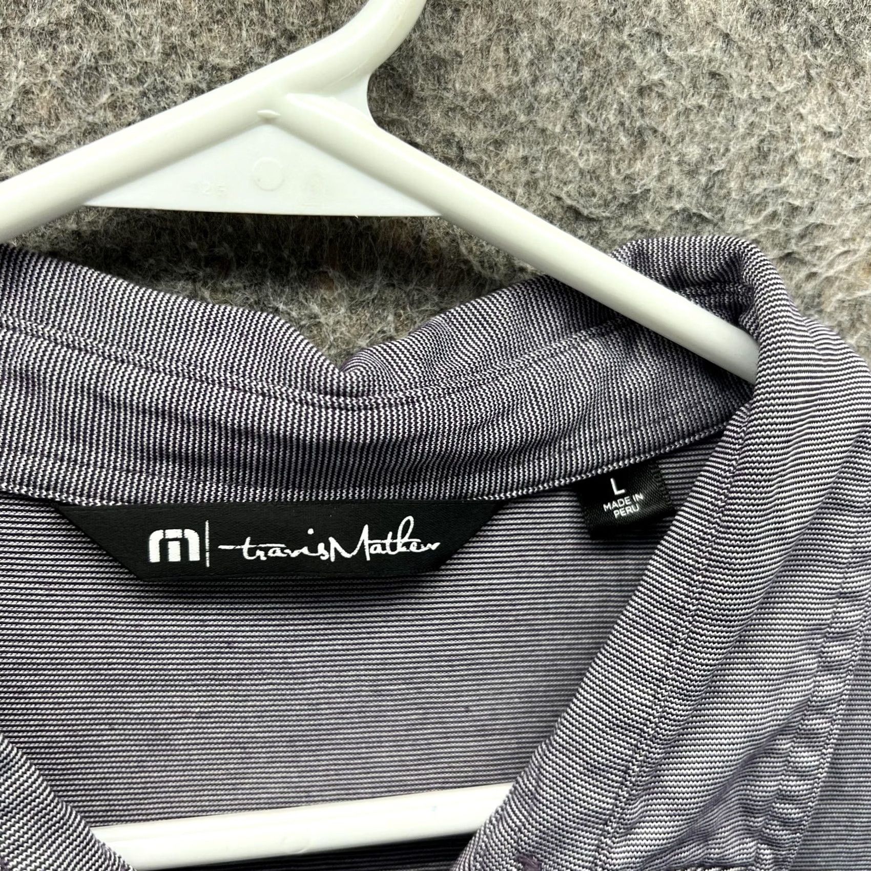 TravisMathew TravisMathew Polo Shirt Mens Large Gray Micro Stripe Golf Casual Short Sleeve Shirt Mens L Gray Micro Stripe Golf Casual Short Sleeve Polo Size US L / EU 52-54 / 3 - 2 Thumbnail