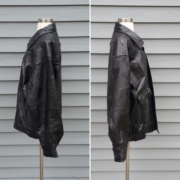 Vintage Vintage 90s y2k Black Leather Patchwork USAF Bomber Size US XL / EU 56 / 4 - 3 Thumbnail