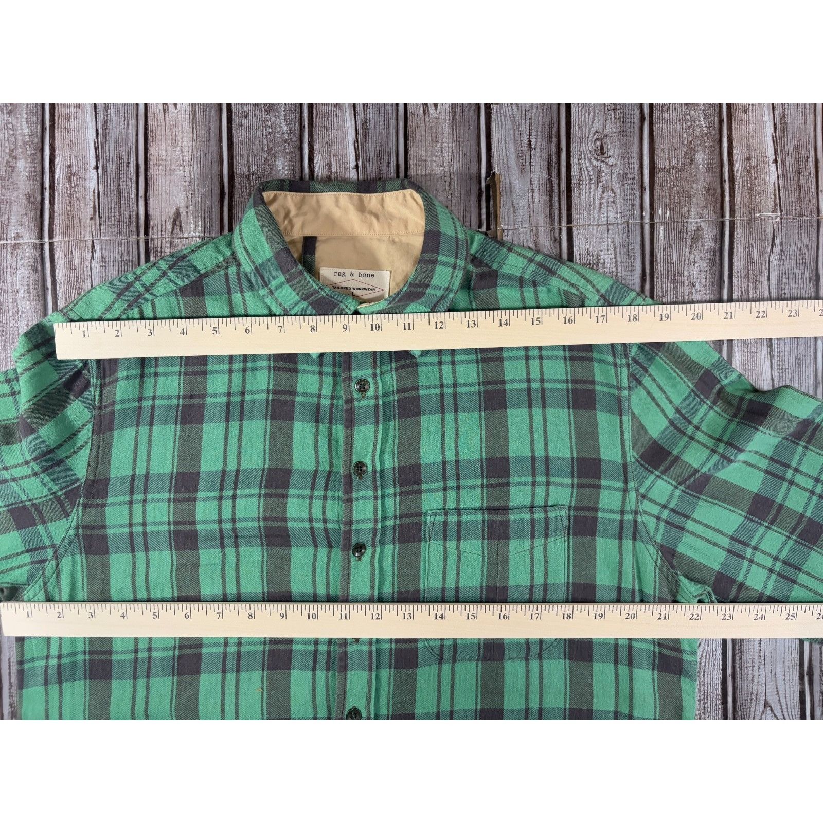 Rag & Bone Rag & Bone workweat 3/4 placket shirt size L color plaid gre Size US L / EU 52-54 / 3 - 5 Thumbnail