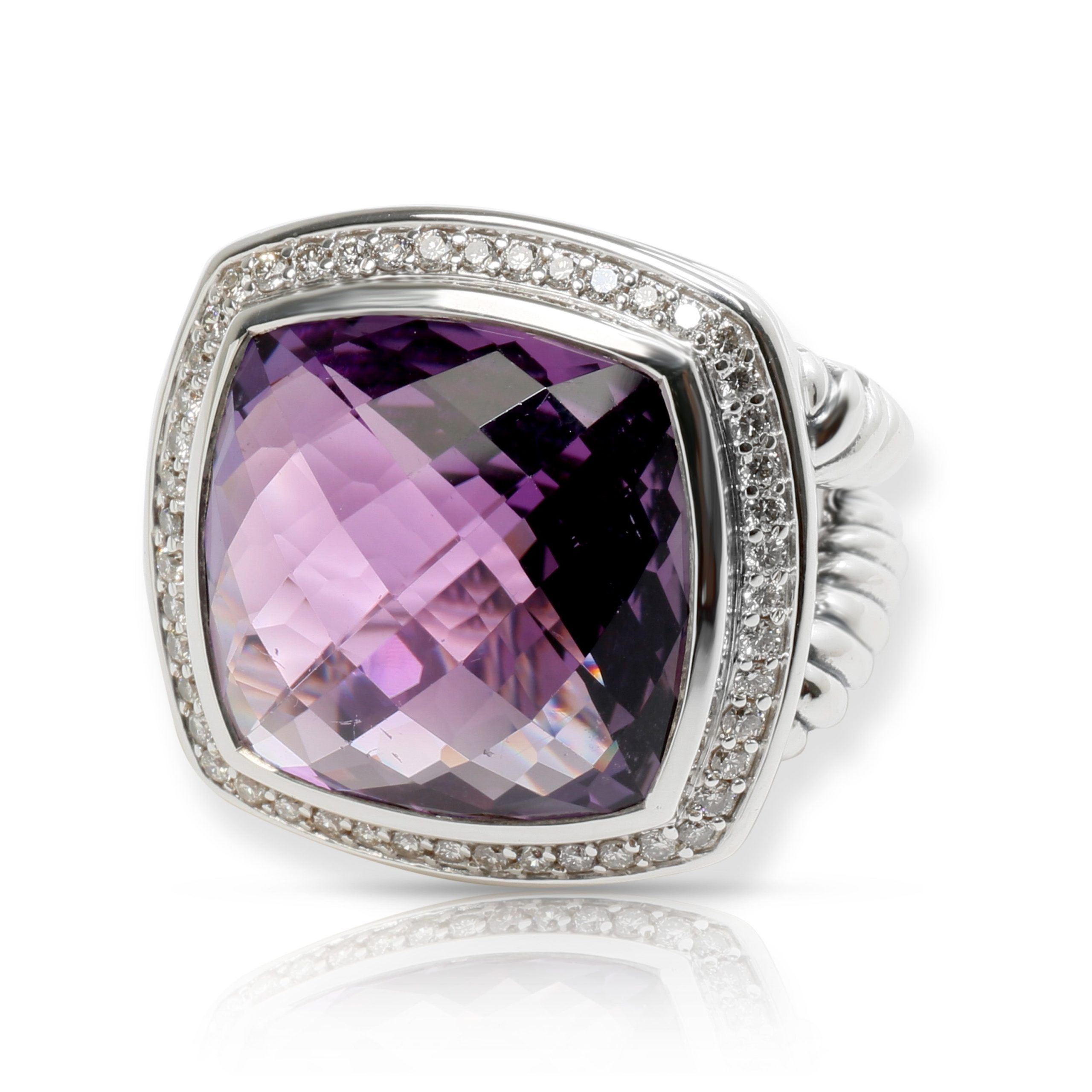 David Yurman Albion Amethyst & Diamond Ring in Sterling Silver