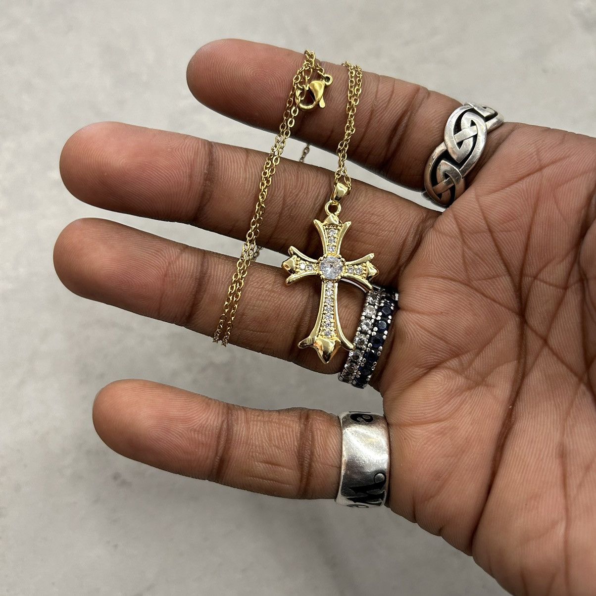 Japanese Brand × Vintage Y2K 2000s Gold studded big cross pendant rapper chain Size ONE SIZE - 3 Thumbnail