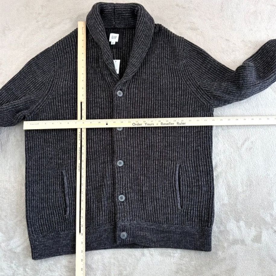 Gap Gap Fisherman Cardigan Cable Knit Shawl Collar Men 2XL Marl Black NWT Grandpa Button Pockets Classic Knit Sweater Bagand? Size US XXL / EU 58 / 5 - 5 Thumbnail