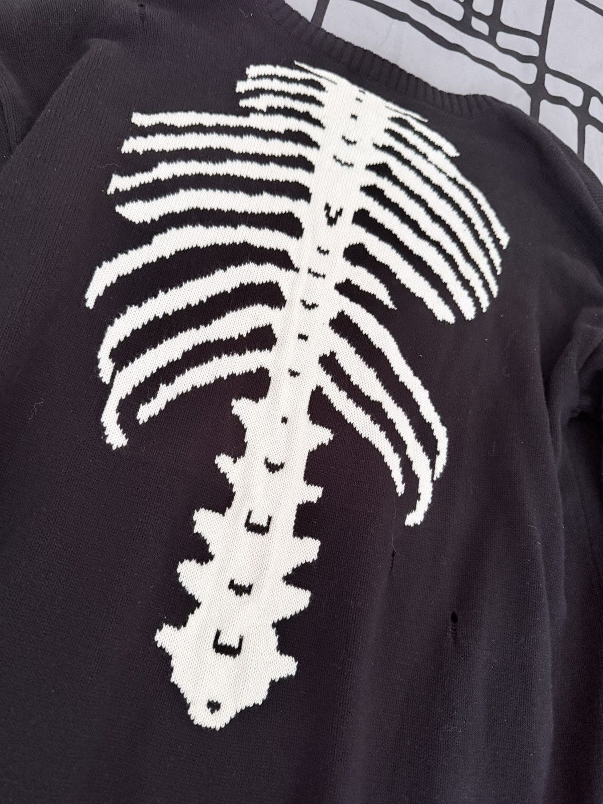 NDG Studio NDG Skeleton Knit Jumper Black White Oversized XL Distressed Size US XL / EU 56 / 4 - 4 Thumbnail
