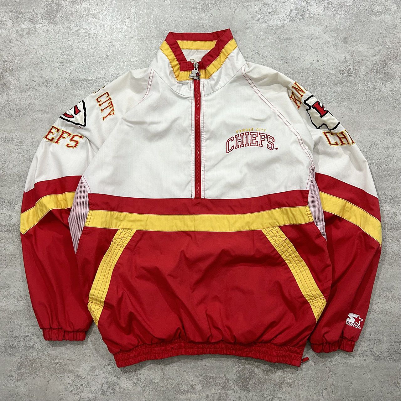 image of VTG 90's Nfl Kansas City Chiefs Pullover Jacket Half Zip in White, Men's (Size XL)