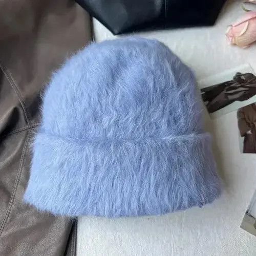 Handmade × Japanese Brand Fashion Fluffy Rabbit Fur Beanie Hat Size ONE SIZE - 3 Thumbnail