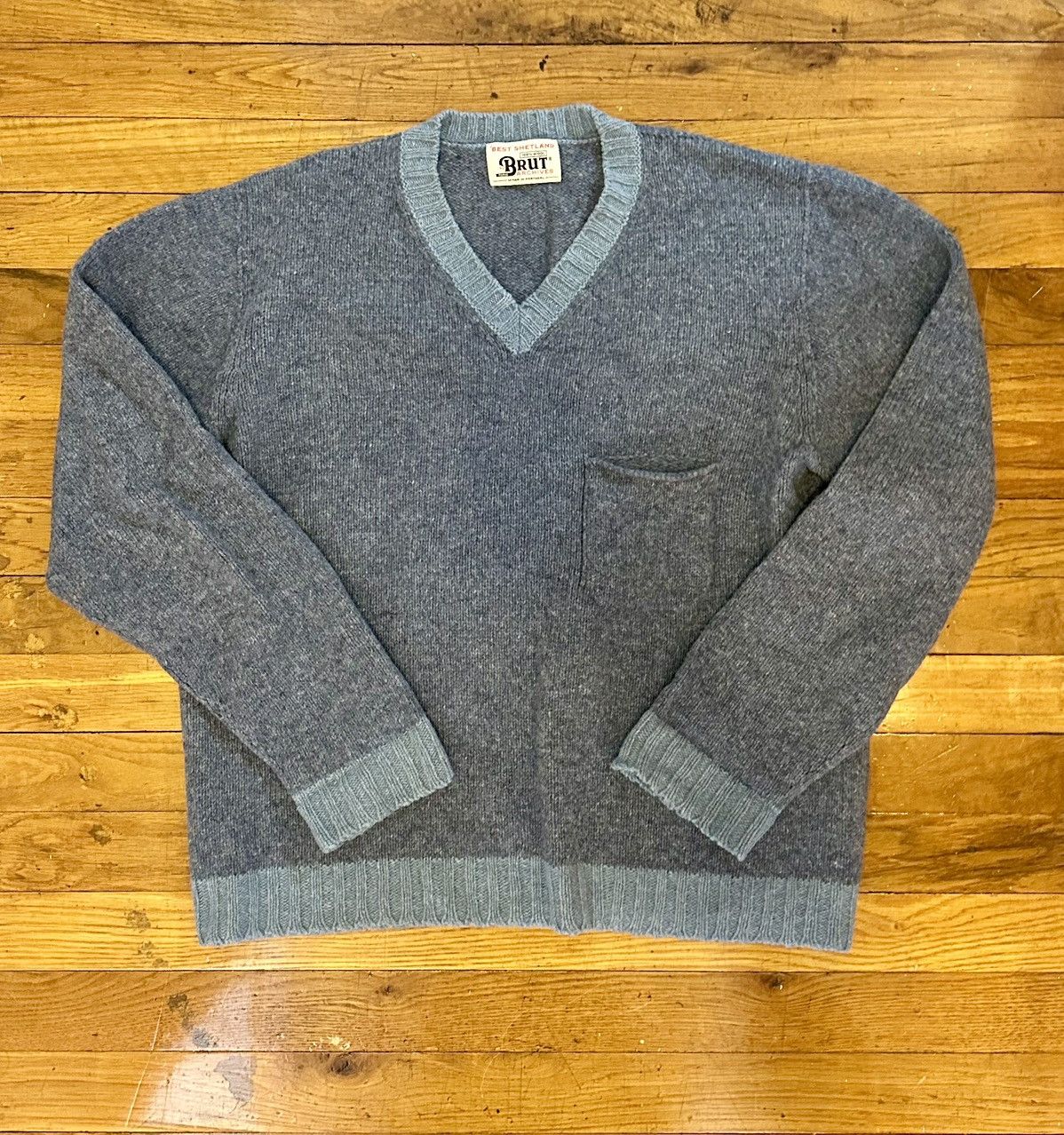 BRUT Archive BRUT Archive Shetland V-Neck Sweater Mid Blue Size US S / EU 44-46 / 1 - 1 Thumbnail
