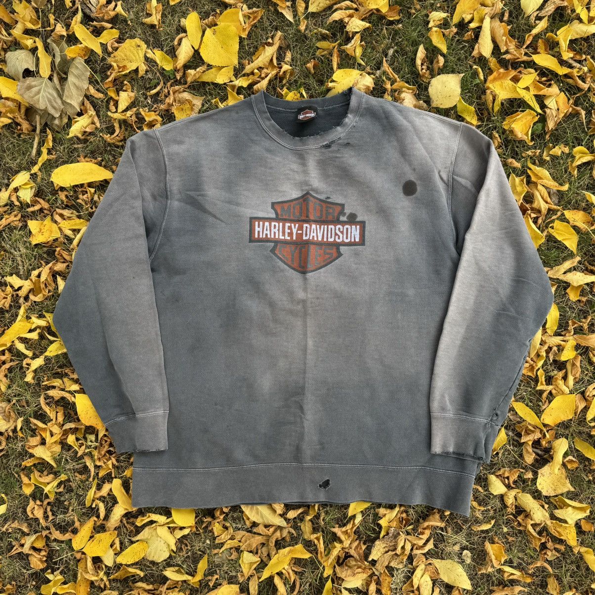 Harley Davidson × Vintage Distressed Harley Davidson Sweatshirt Size US XL / EU 56 / 4 - 1 Thumbnail