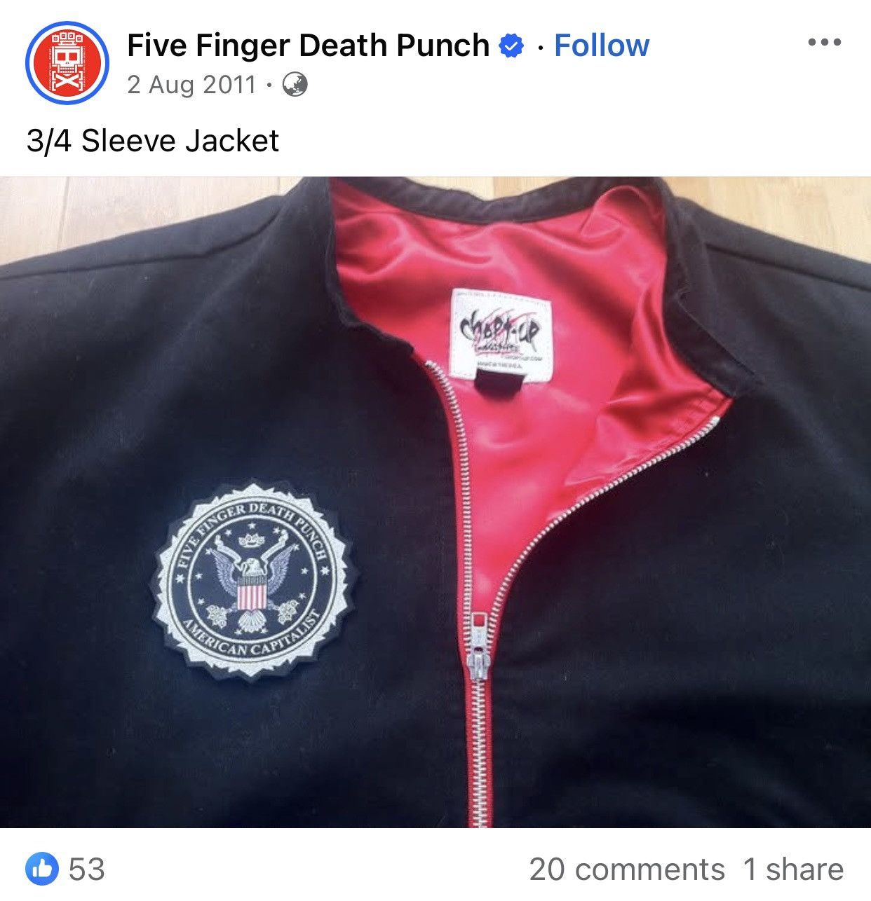 Band Tees Five Finger Death Punch Chopt-up 3/4 Sleeve Jacket Size US S / EU 44-46 / 1 - 14 Thumbnail
