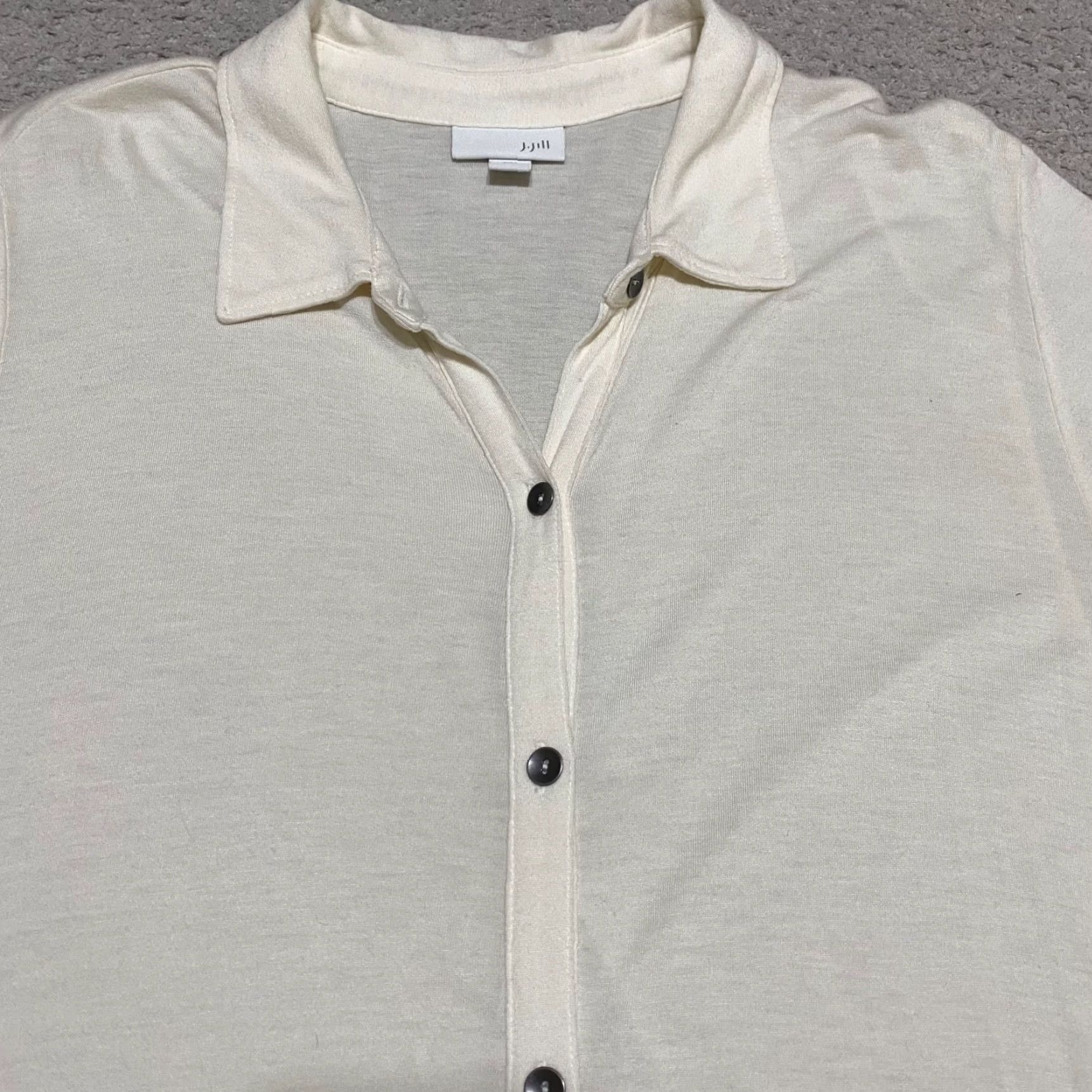 J. Jill J. Jill Womens Shirt L Tall Beige Knit Button Up Long Sleeve Tunic Blouse Casual Size L / US 10 / IT 46 - 5 Thumbnail