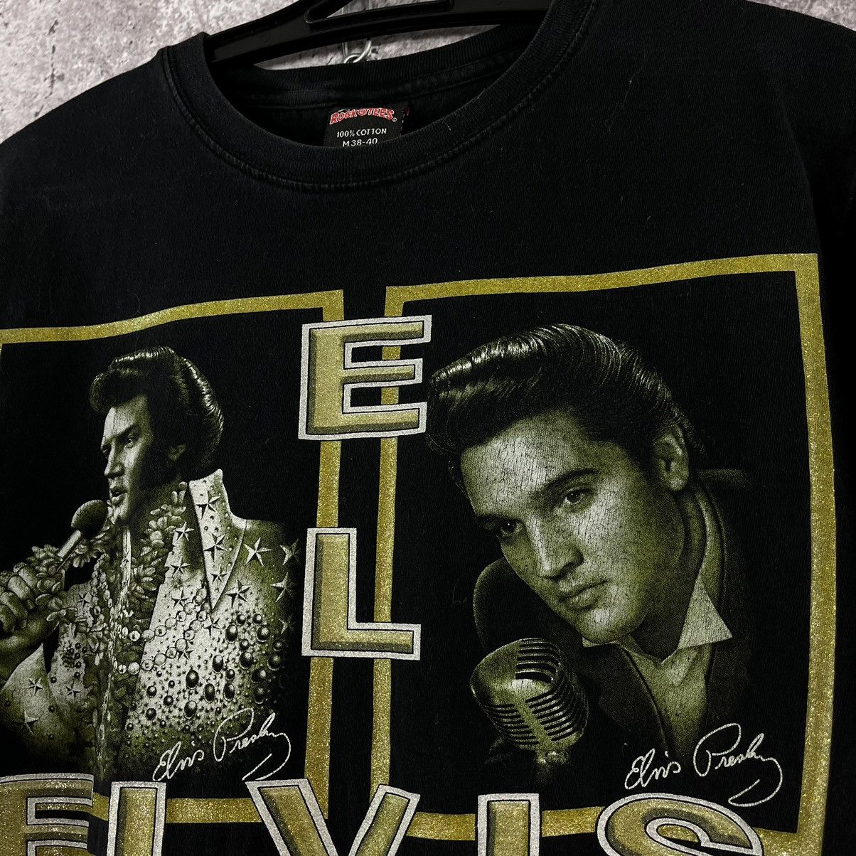 Band Tees Elvis Presley T-Shirt Glamour Double Big Logo Rock Tee Sz M Size US M / EU 48-50 / 2 - 7 Thumbnail