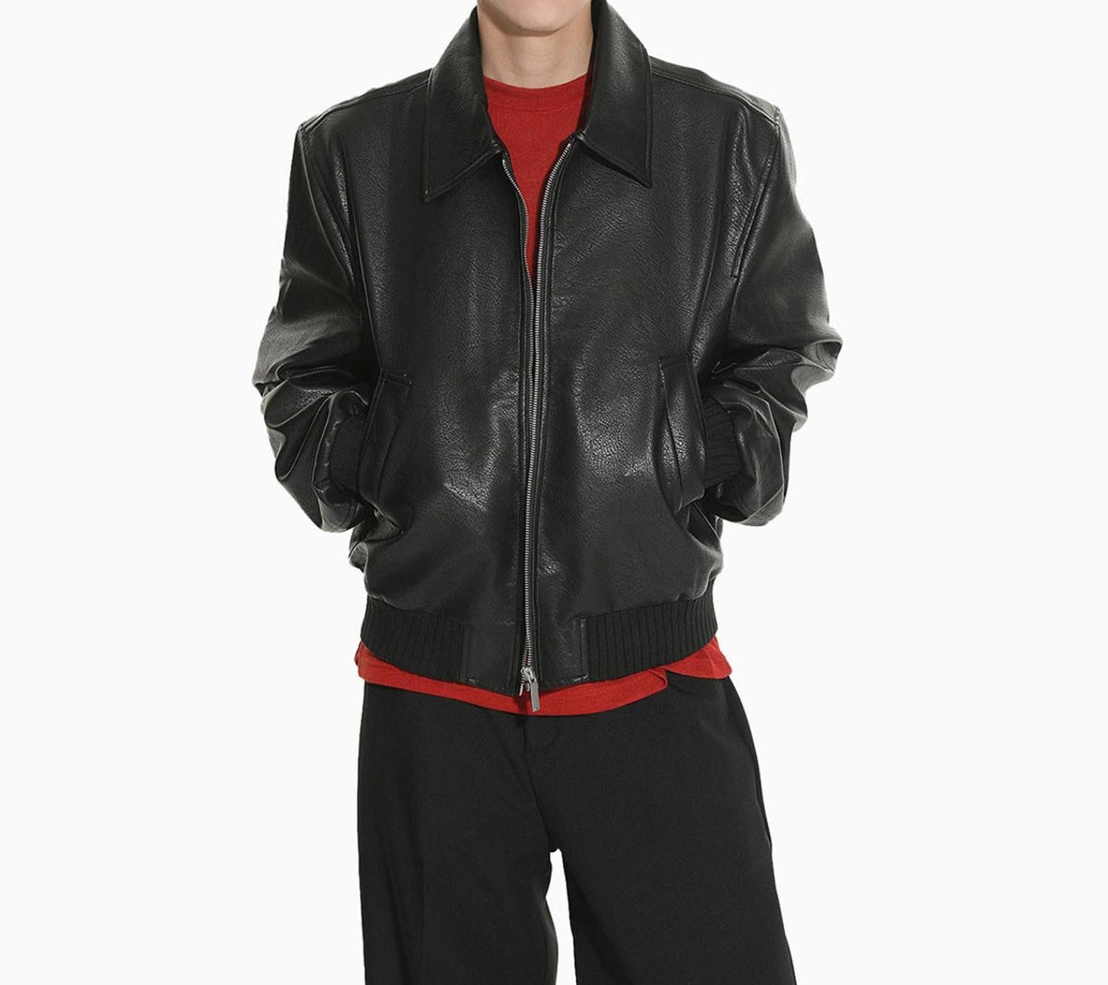 Japanese Brand Brown Faux Leather Bomber Jacket, Relaxed Fit Outerwear Size US M / EU 48-50 / 2 - 4 Thumbnail
