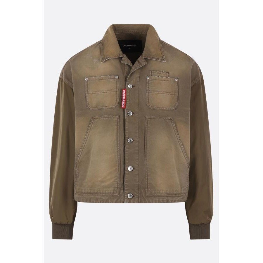 Dsquared2 DSQUARED2 Carpented Jackey Military Green Dyed Canvas Jacket Size US M / EU 48-50 / 2 - 1 Thumbnail