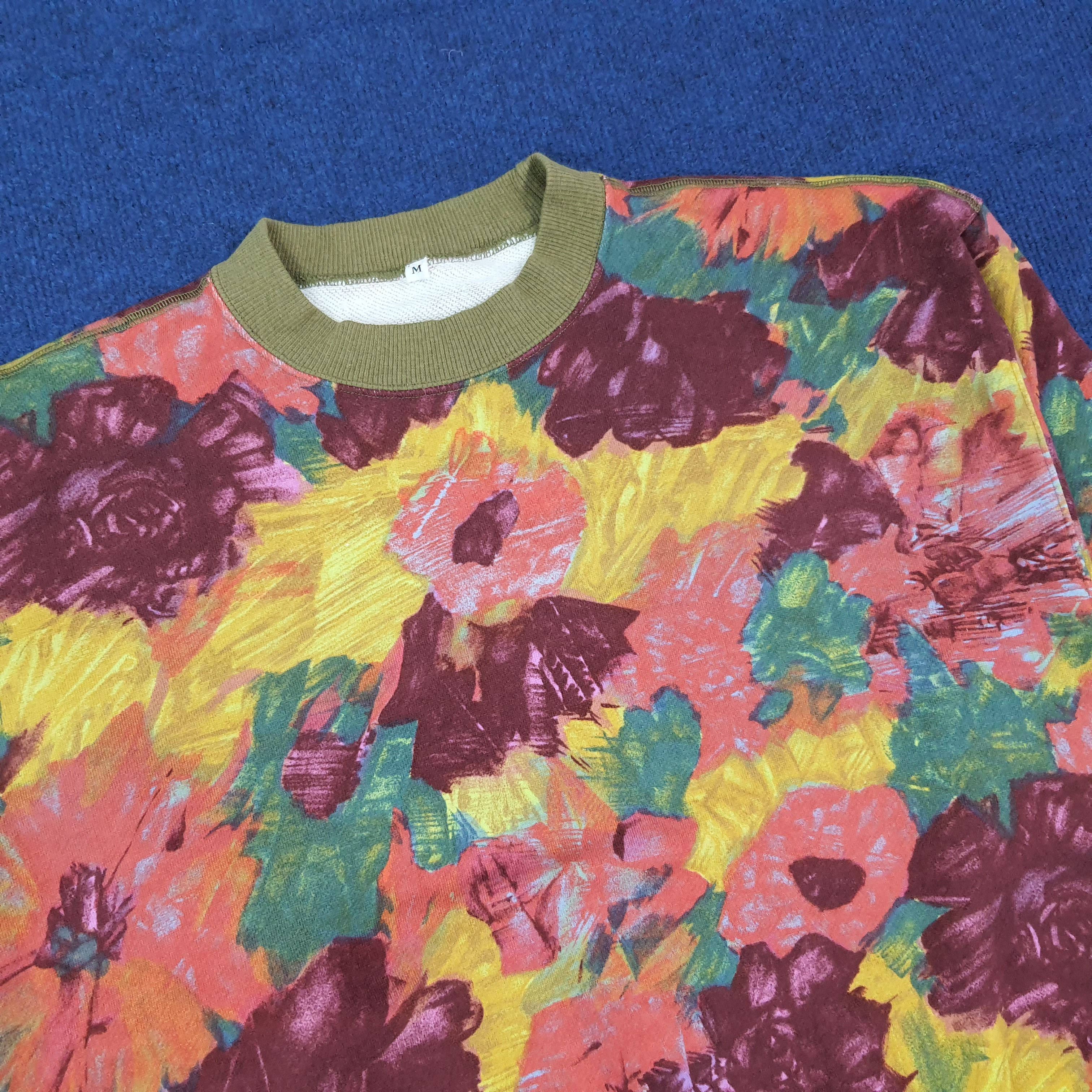 Vintage Vintage Flower Art Overprint Sweatshirt C271N27 Size US M / EU 48-50 / 2 - 2 Thumbnail