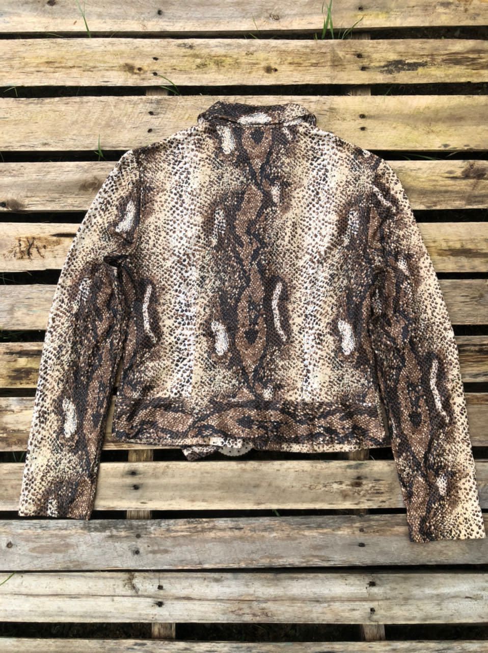Joseph Ribkoff × Vintage Vintage Joseph Ribkoff Cropped Zipper Jacket Snake Print Size S / US 4 / IT 40 - 2 Thumbnail