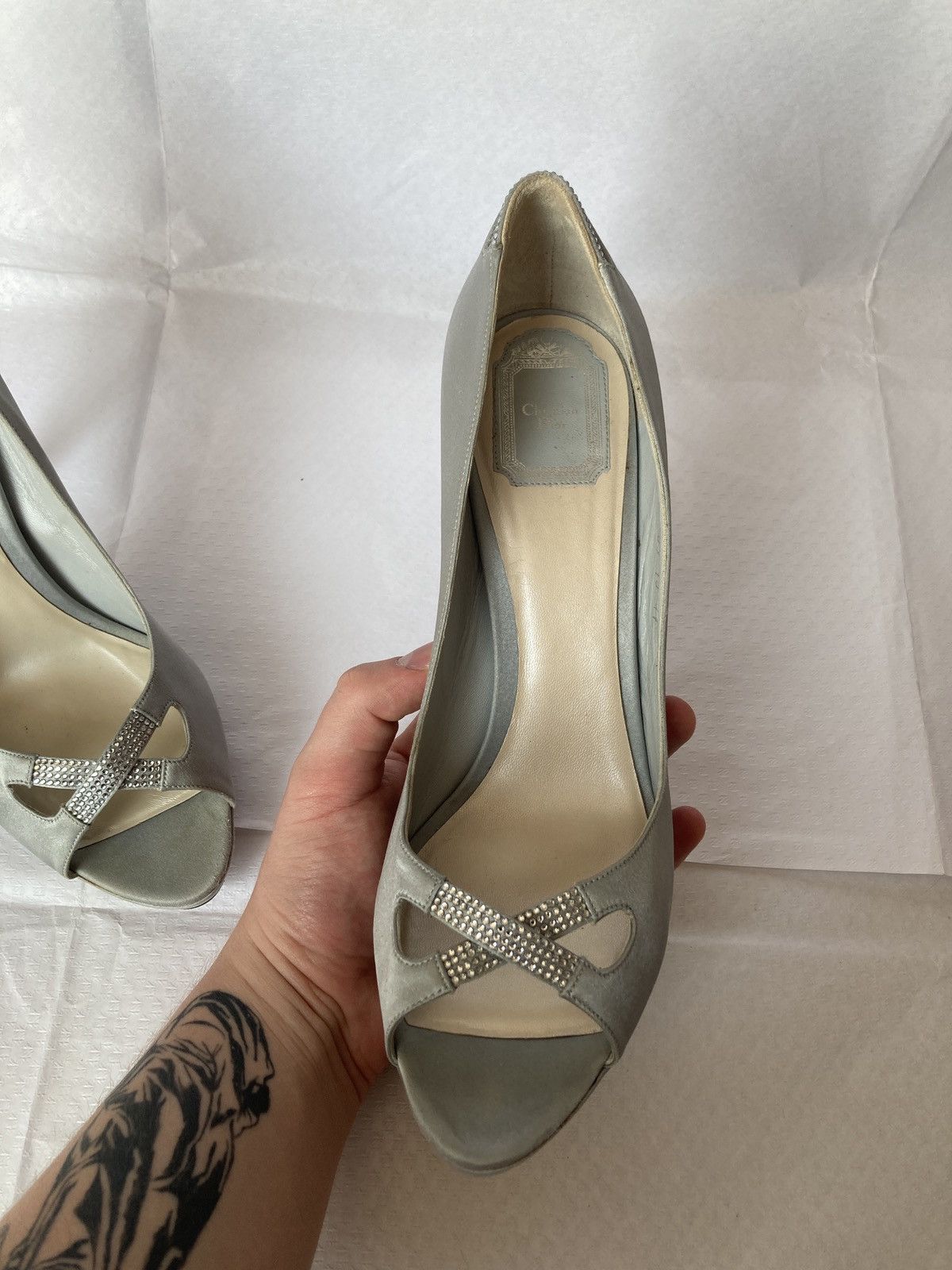 Dior Christian Dior Silver Satine Heels Vintage Archive Rare Size US 9.5 / IT 39.5 - 10 Thumbnail