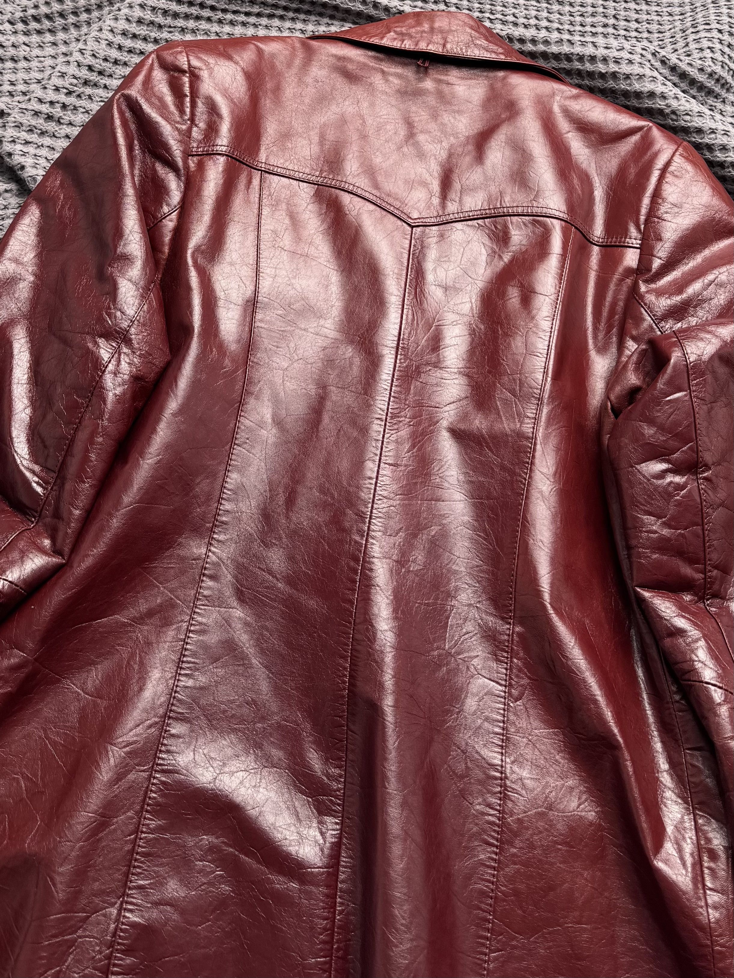 Vintage Vintage Burgundy Leather Coat Jacket Long Blazer Size M / US 6-8 / IT 42-44 - 14 Thumbnail