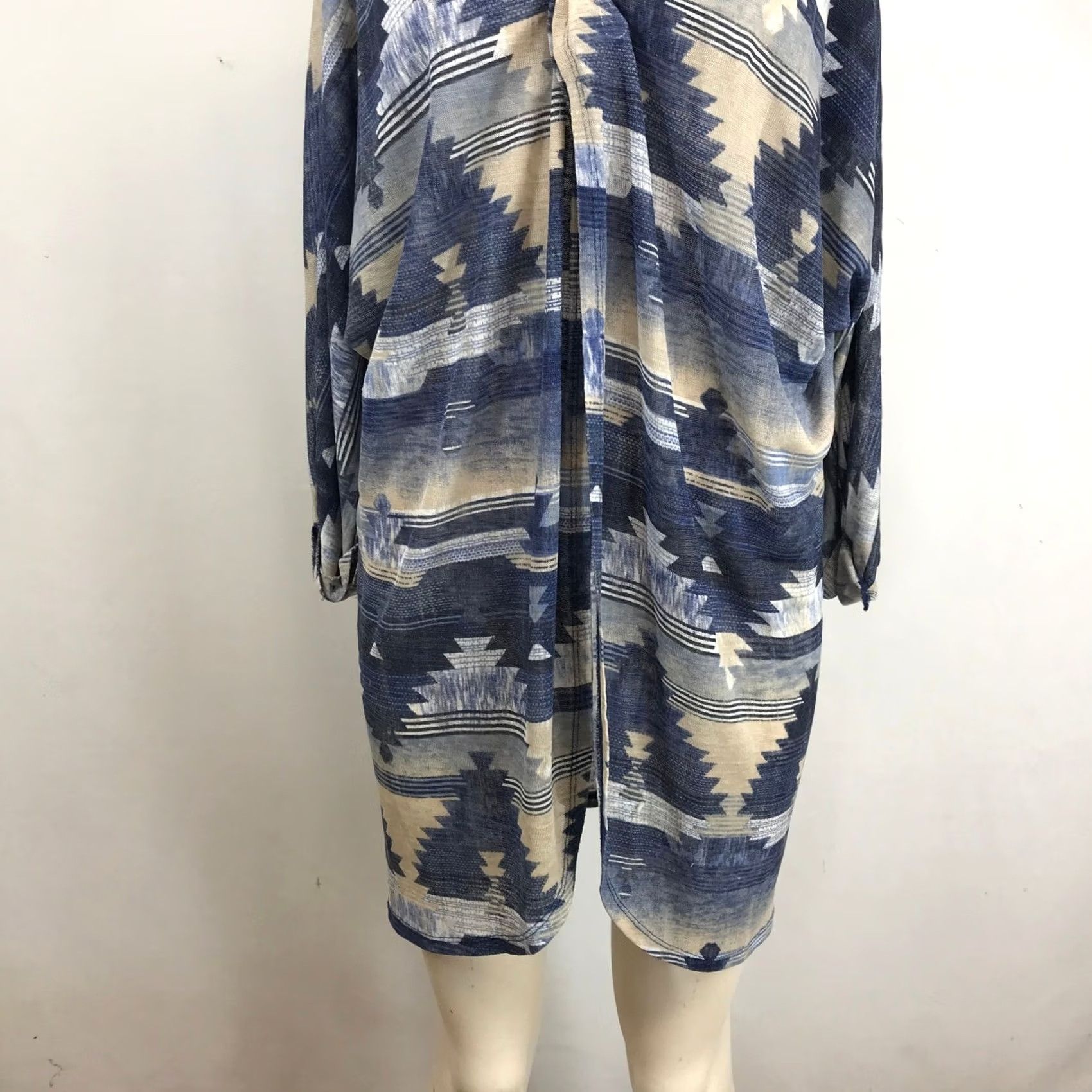 Vintage Eyeshadow Womens XL Blue Southwestern Aztec Open Front Lightweight Cardigan Size XL / US 12-14 / IT 48-50 - 3 Thumbnail