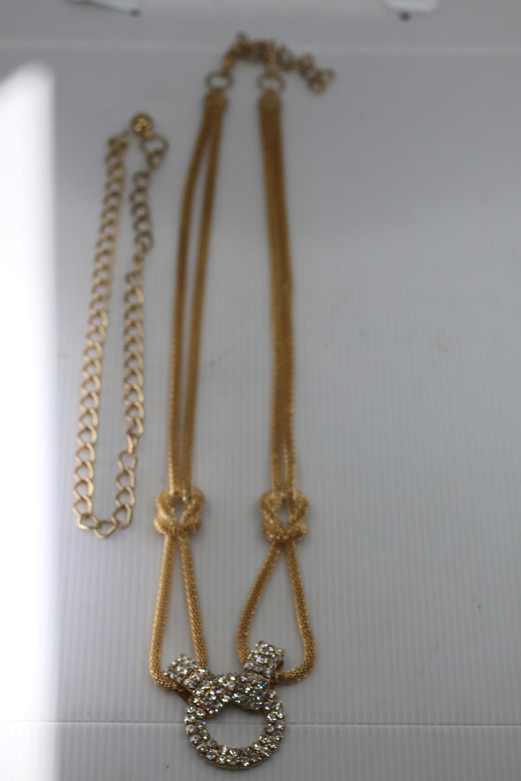 The Unbranded Brand Vintage Gold Tone Multi Necklace Rhinestone Circle Pendant Size ONE SIZE - 2 Thumbnail