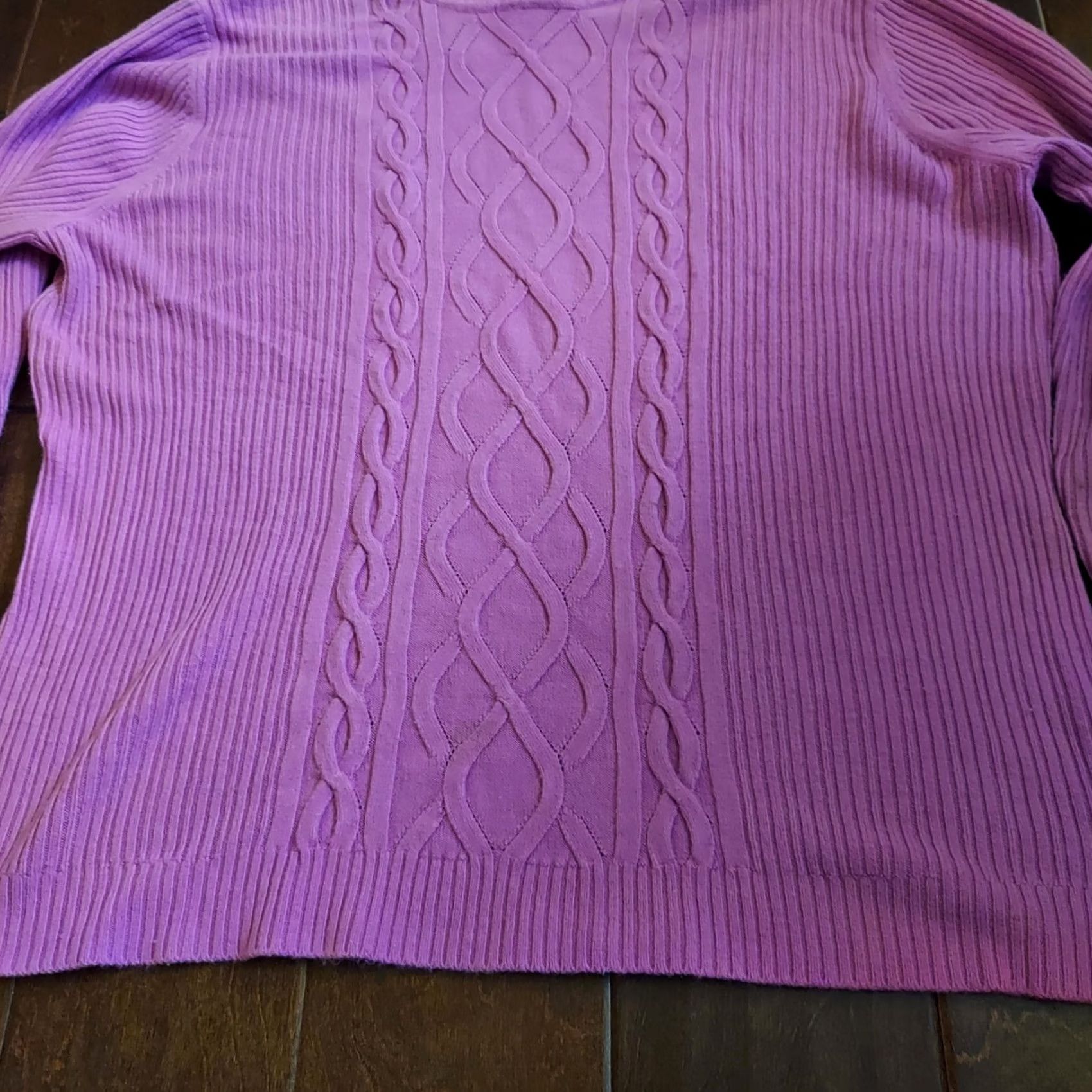 Vintage Requirements Purple Knitted Pattern Long Sleeve Turtleneck Sweater XL Women's Pullover, Breathable Acrylic, Winter/Fall, Casual/Work/Travel, XO Size XL / US 12-14 / IT 48-50 - 4 Thumbnail