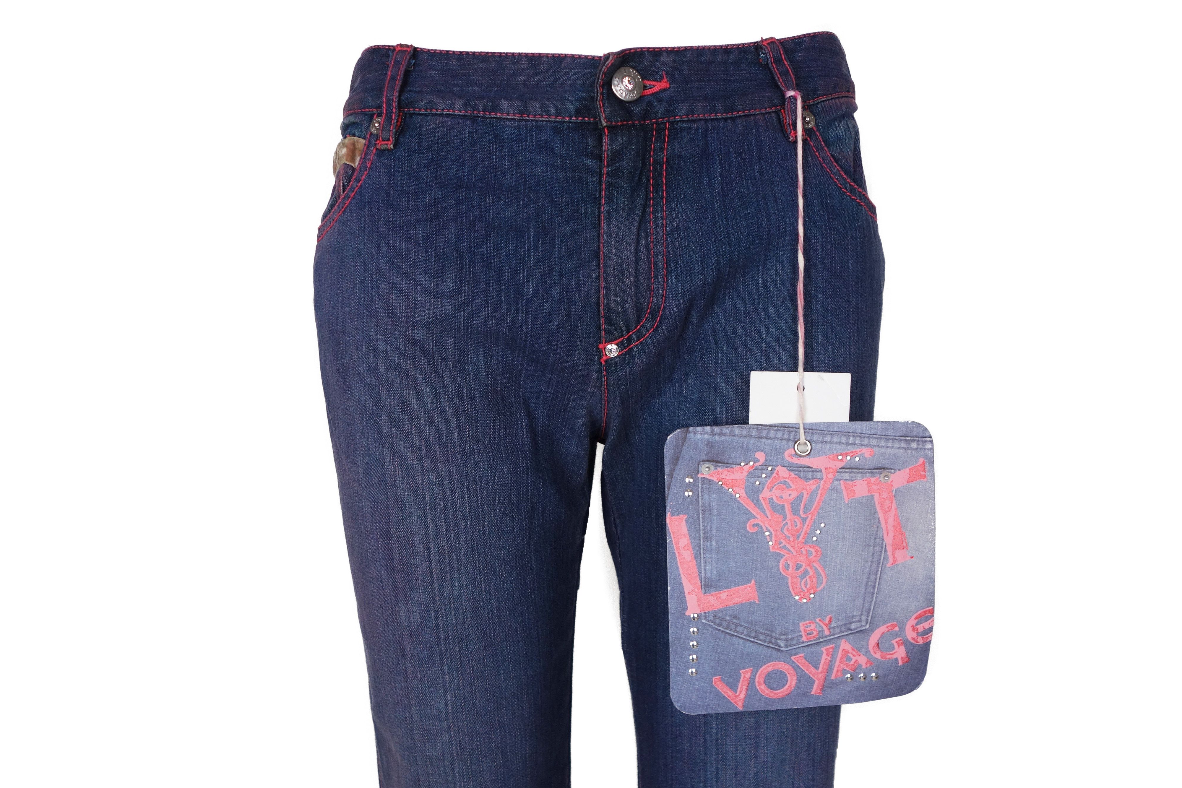 Voyage LT by Voyage Passion Jeans Print Logo Rhinestones Low Rise Size 27" / US 4 / IT 40 - 9 Thumbnail
