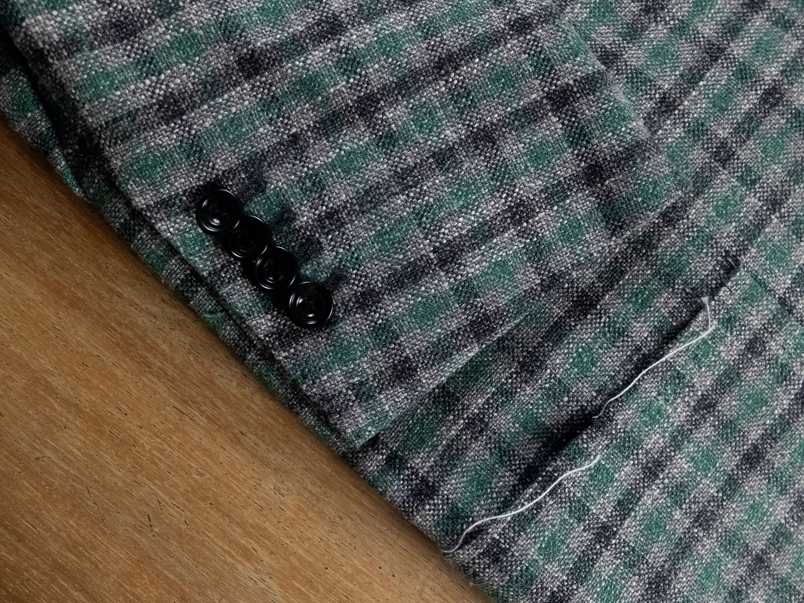 SARTORIO SARTORIO Napoli Kiton green gray plaid wool silk sportcoat Size 40R - 5 Thumbnail