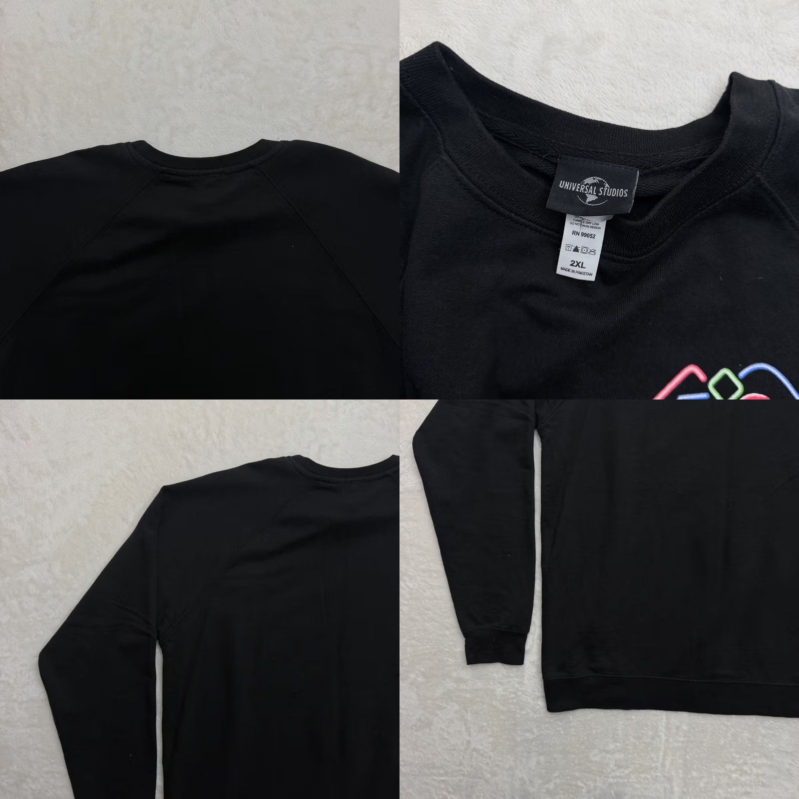 Vintage Universal Studios Sweatshirt Mens 2XL Black Neon Graphic Fleece Pullover Shirt Size US XXL / EU 58 / 5 - 9 Thumbnail
