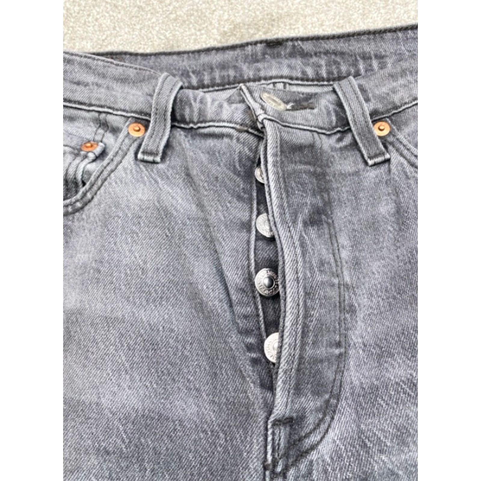 Levi's Levi's 501 Jeans Mens 29x30 Gray Denim Button Fly Straight Levi's 501 Series Regular Cotton 5-Pocket Mens Jeans Size US 29 - 7 Thumbnail