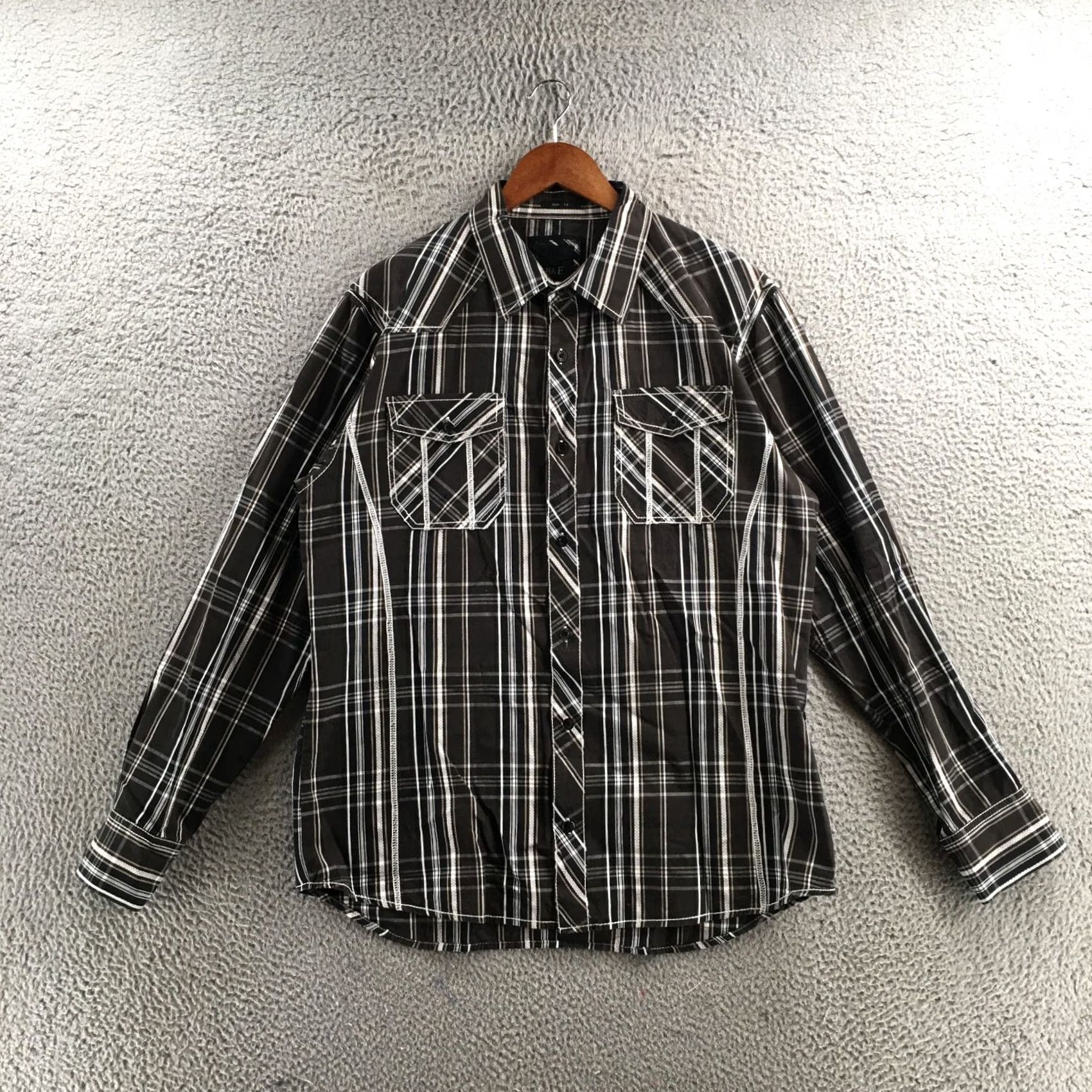 Vintage BKE Buckle Slim Fit Button Up Shirt Men XL Black Plaid Cotton Long Sleeve Casual Size US XL / EU 56 / 4 - 2 Thumbnail